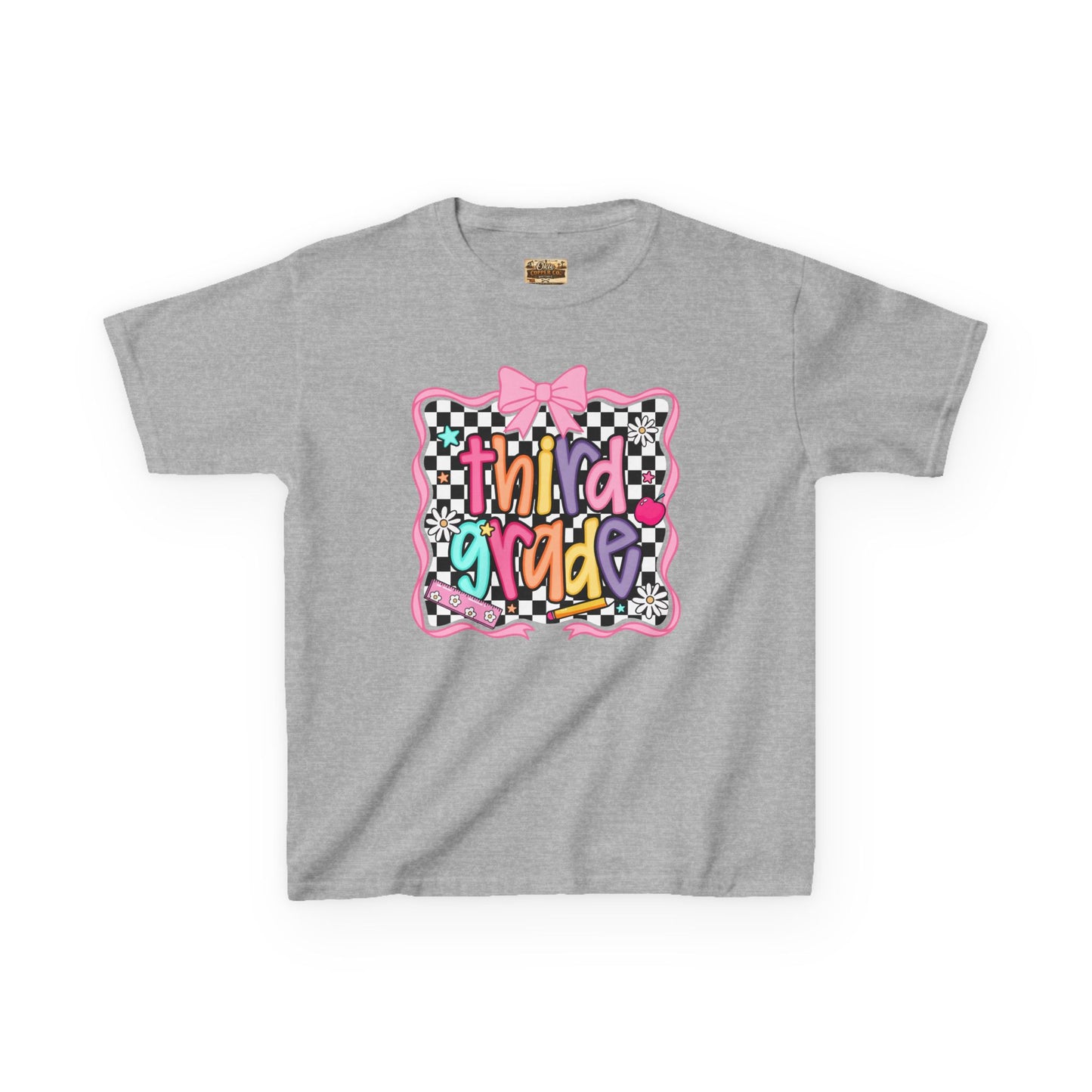 Third Grade Kids T-Shirt — Colorful Back-to-School Tee with Bow