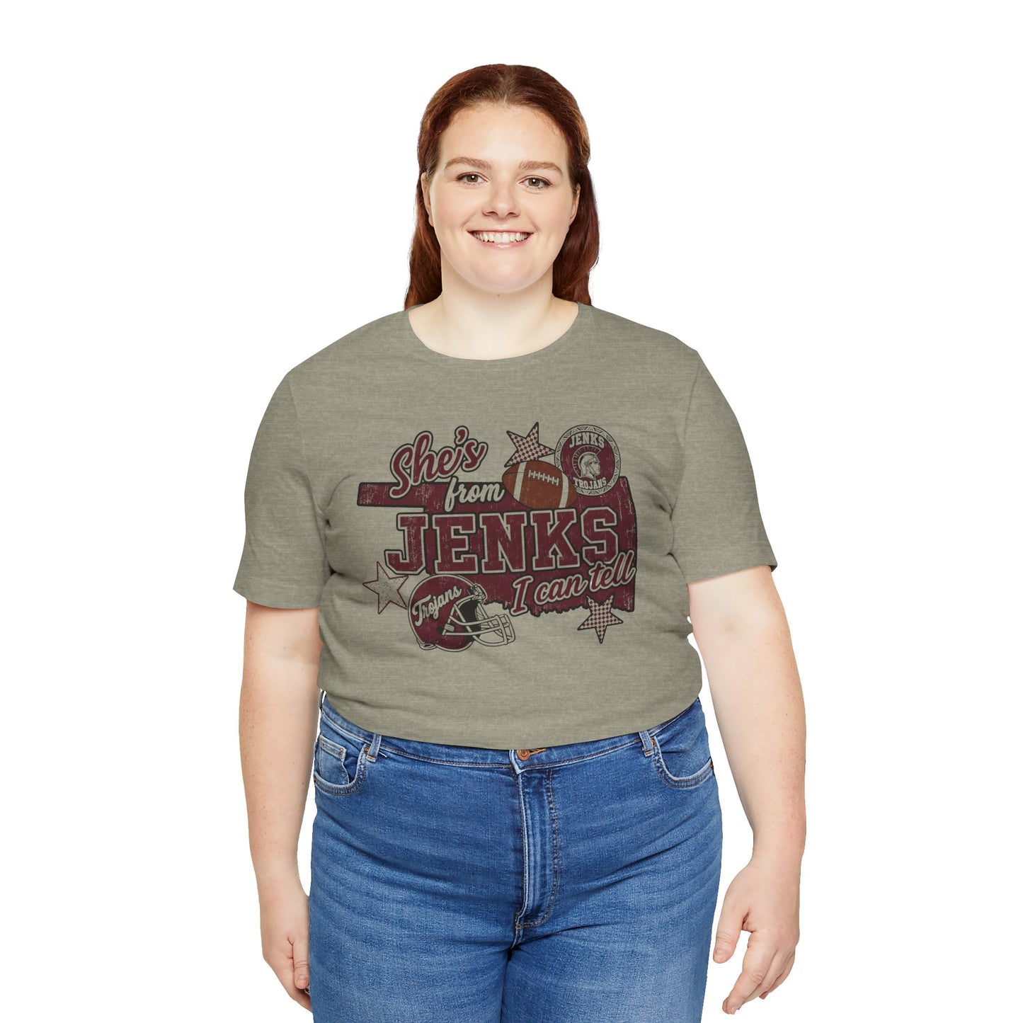 She's from Jenks Tee — Vintage High School Football Graphic T-Shirt