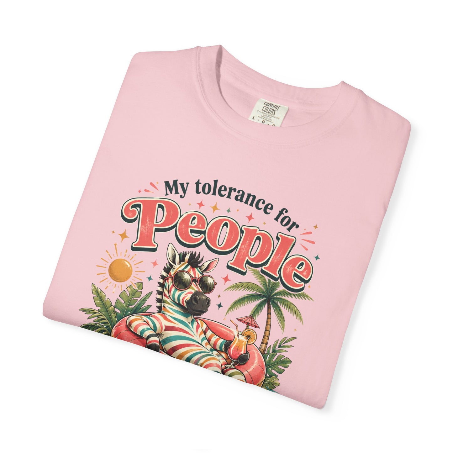 "My Tolerance for People Lasts This Long" Retro Cat Pool Float Graphic Tee