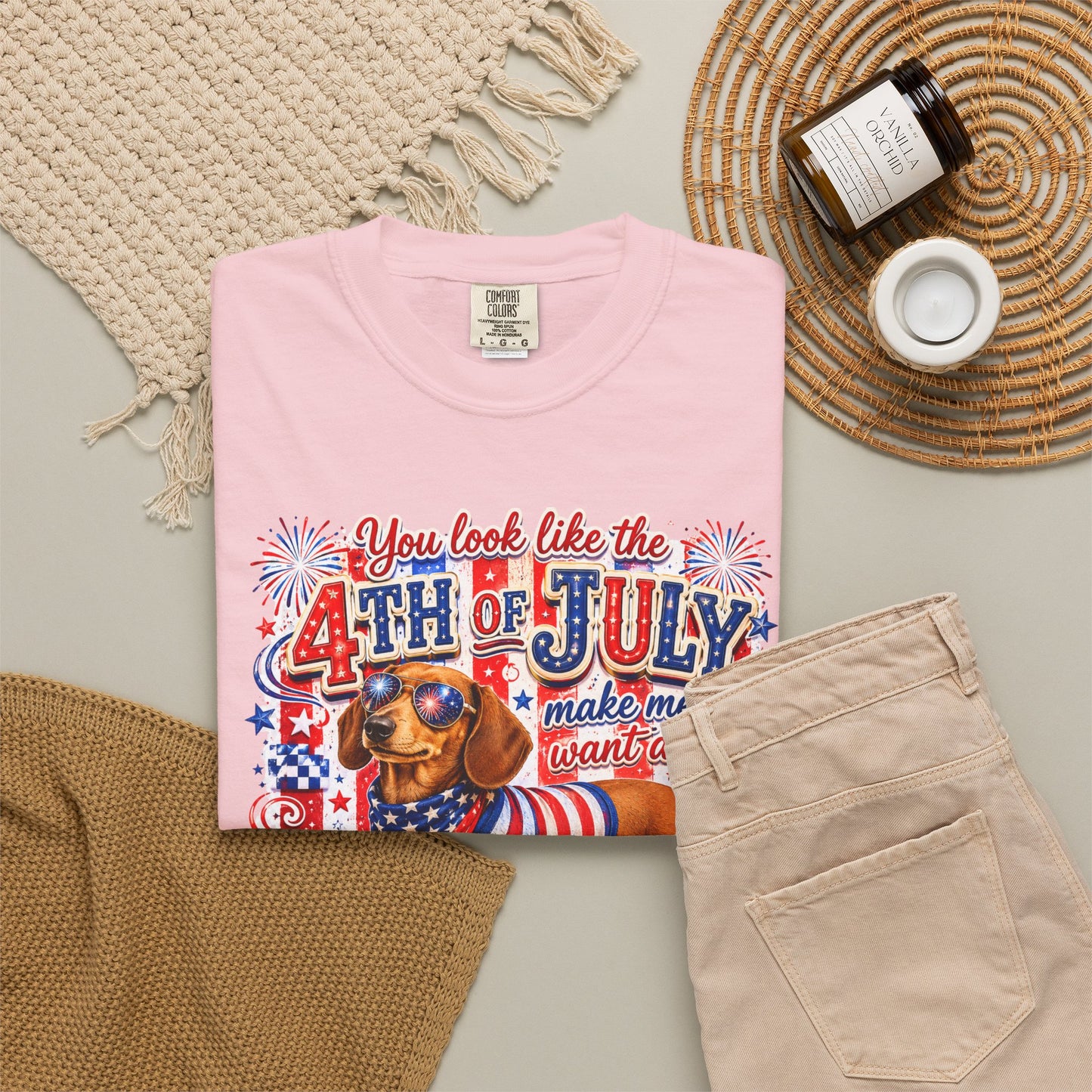 4th of July Hot Dog Dachshund T-Shirt – Patriotic Funny BBQ Tee