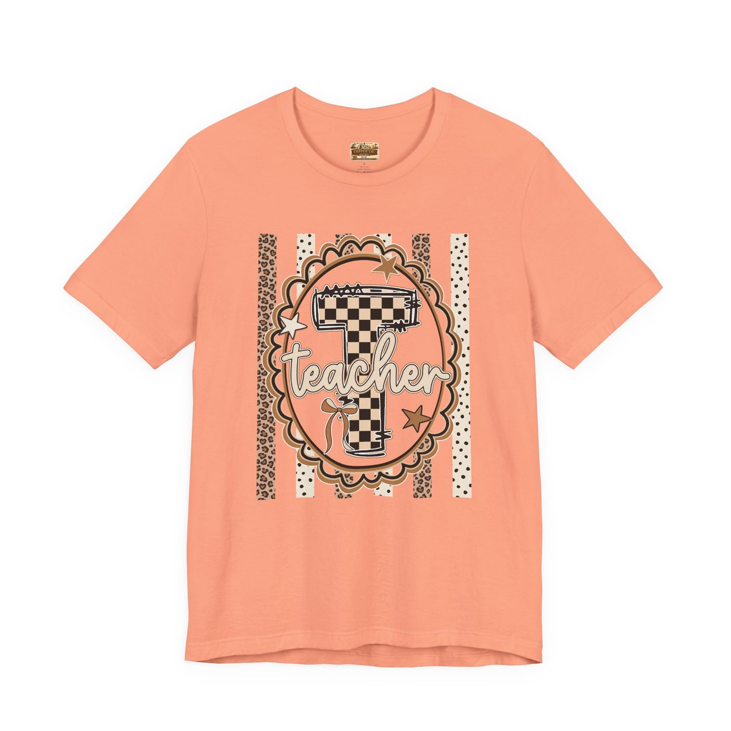Teacher Monogram Tee — Number 1 Checkered Design