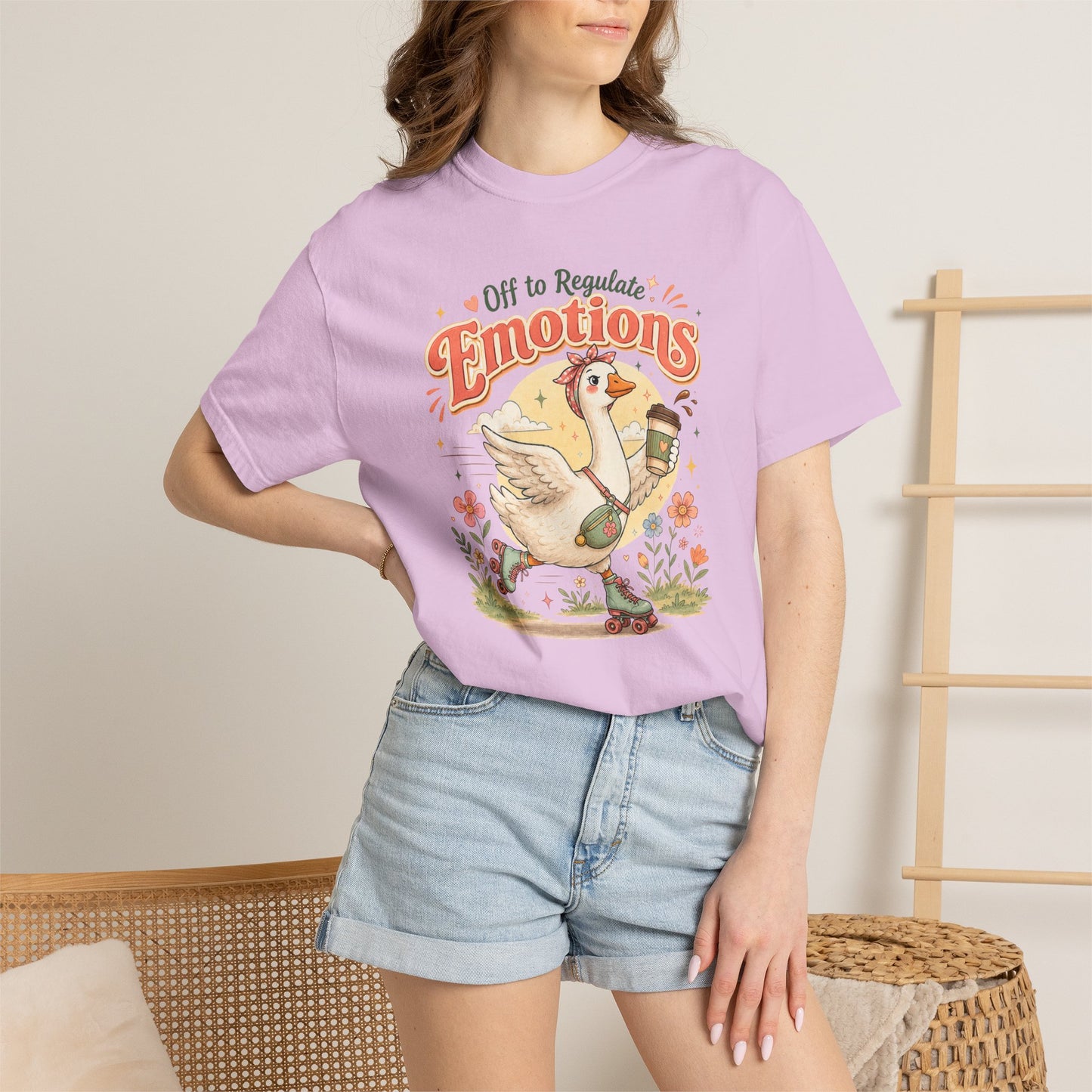 Emotions Duck Graphic T-Shirt — "Off to Regulate" Vintage Coffee Tee