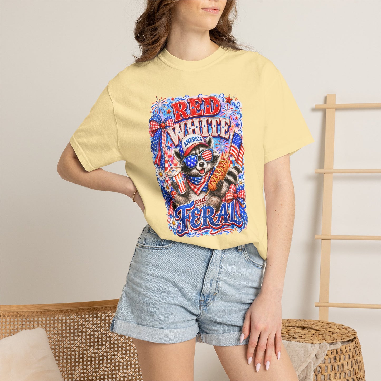 Patriotic "Red White Feral" Graphic T-Shirt