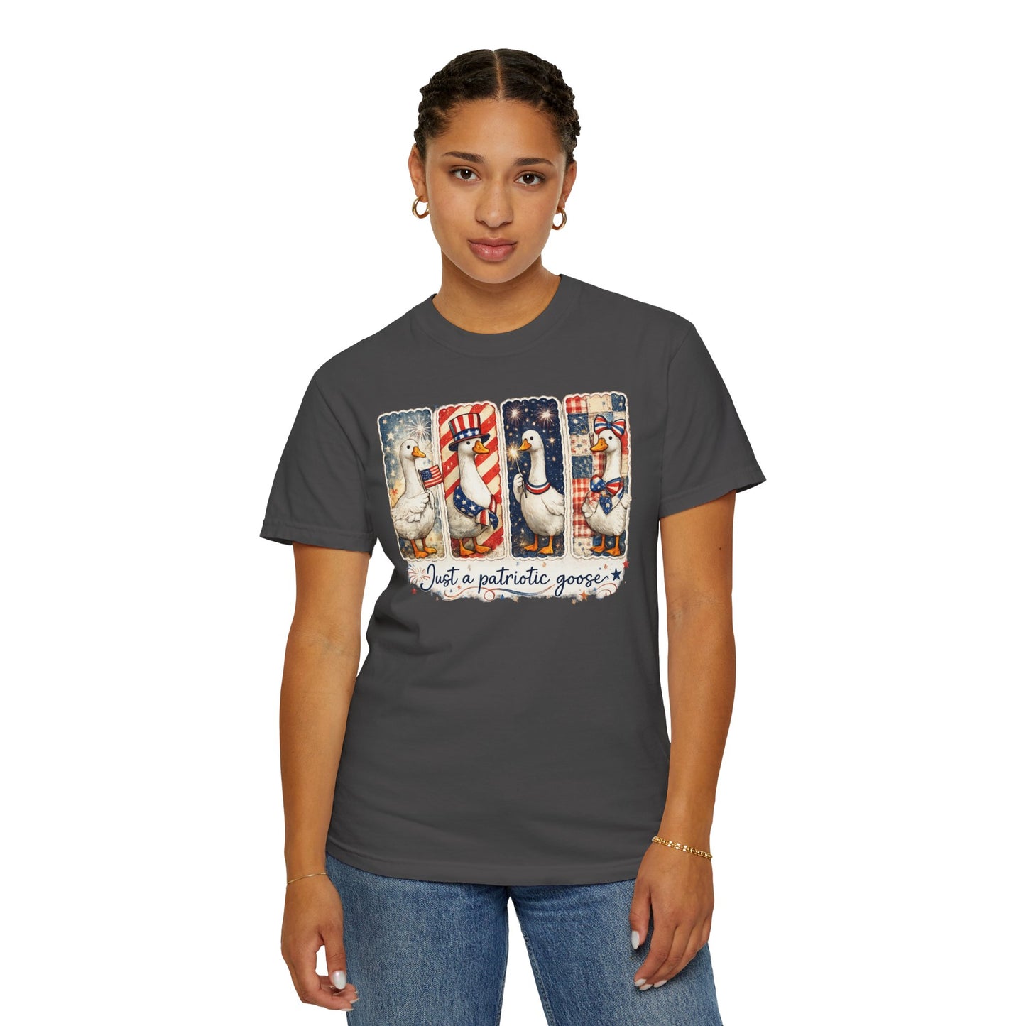 Patriotic Goose T-Shirt — "Just a patriotic goose" Americana Tee