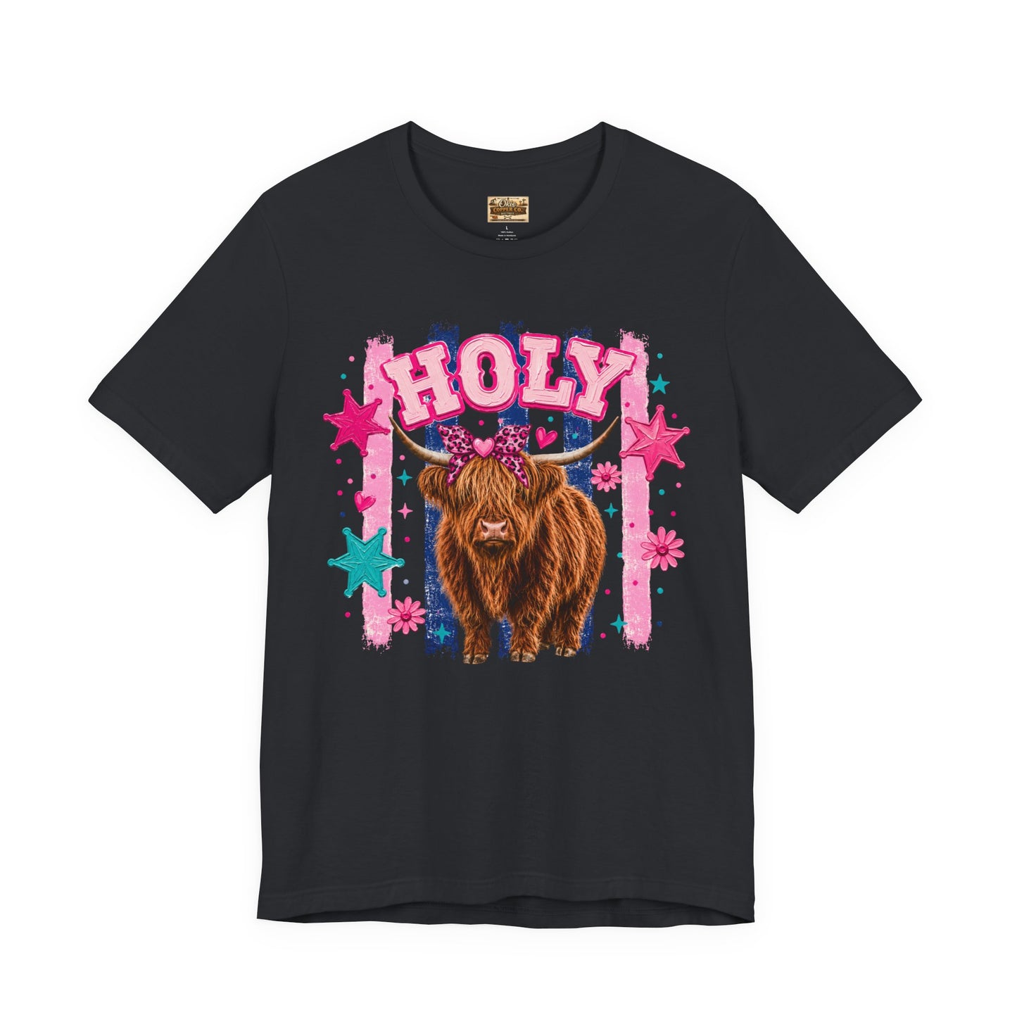 Holy Cow Highland Cow Graphic Tee — Cute Pastel Ranch Shirt