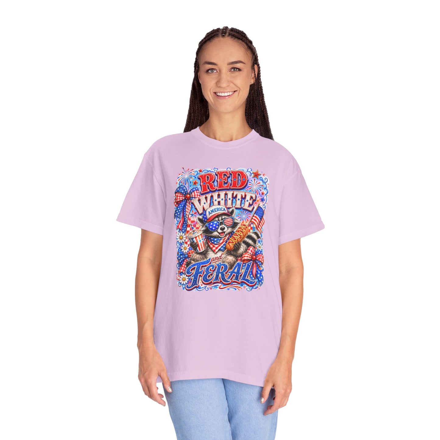 Patriotic "Red White Feral" Graphic T-Shirt