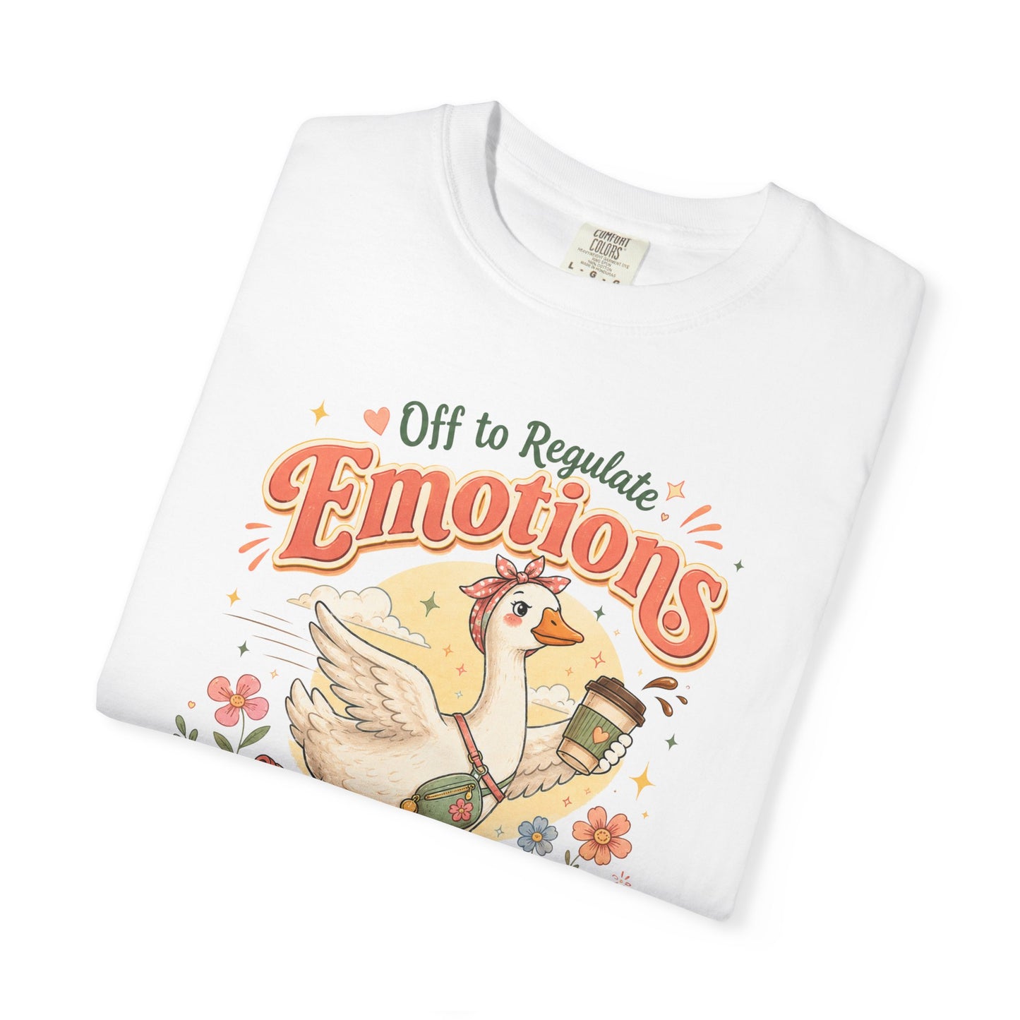 Emotions Duck Graphic T-Shirt — "Off to Regulate" Vintage Coffee Tee