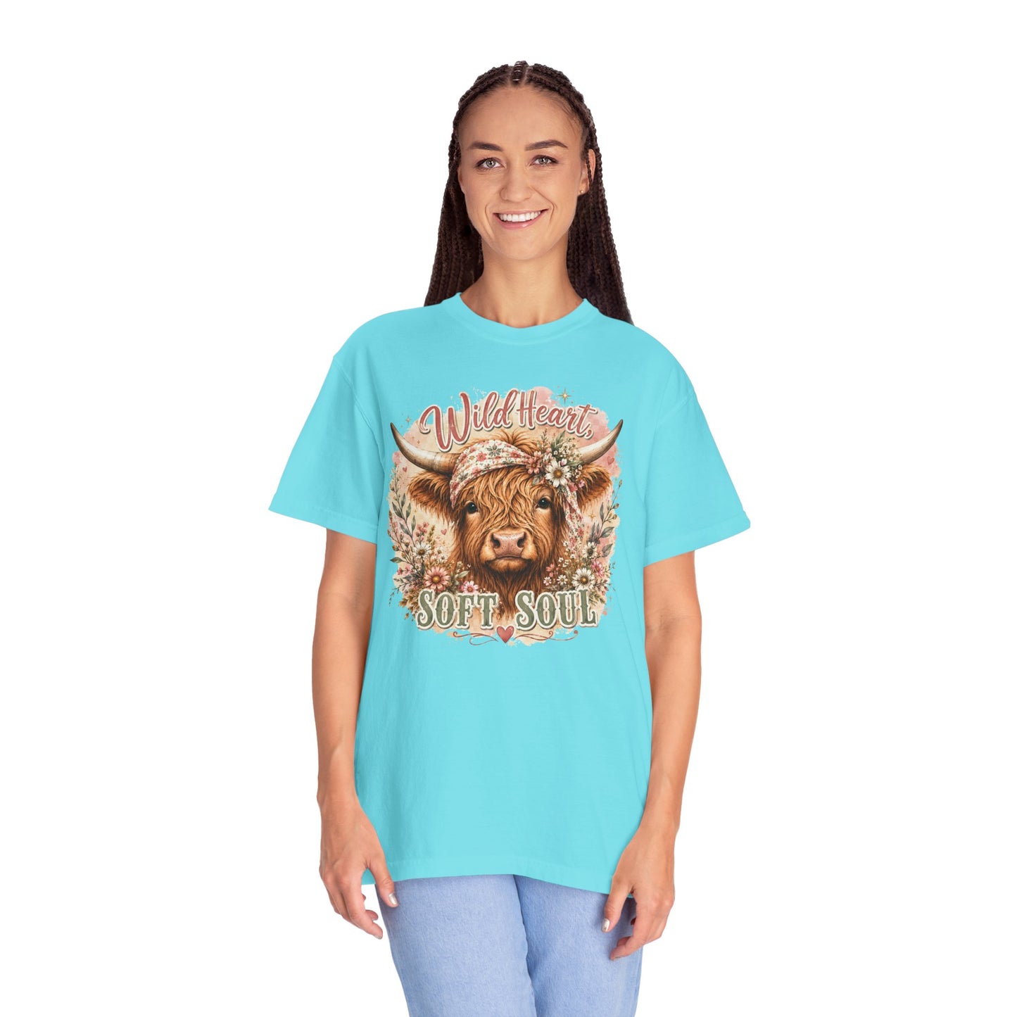 T-Shirt — “Wild Heart, Soft Soul” Highland Cow Graphic Tee