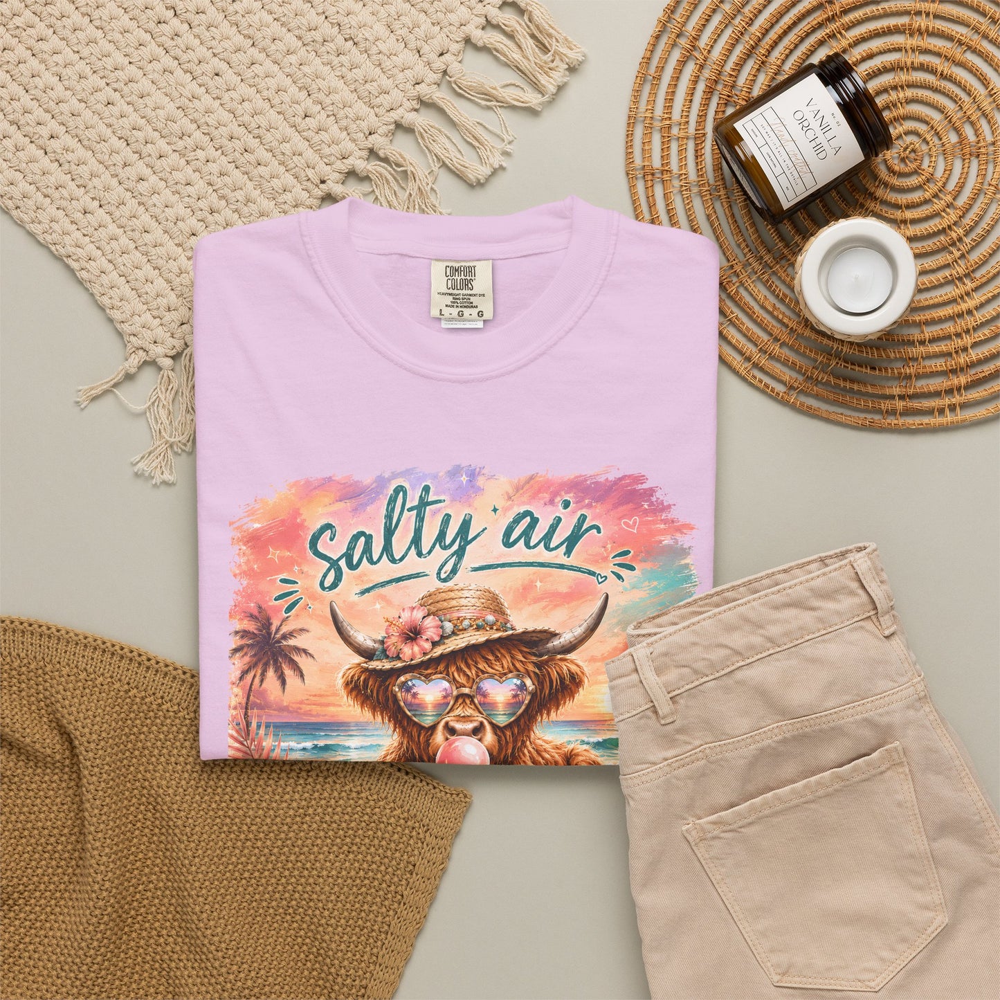 Salty Air "Don't Care" Beach Cow Graphic T-Shirt
