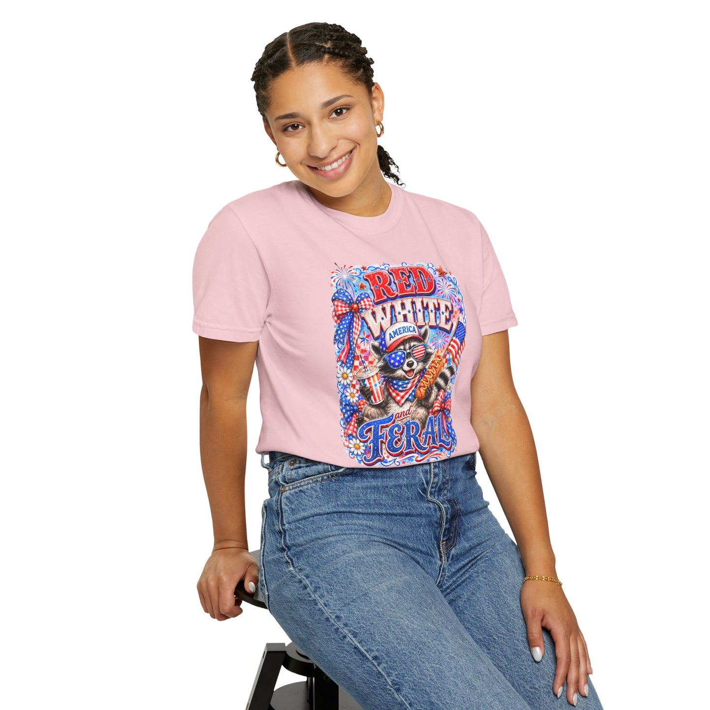 Patriotic "Red White Feral" Graphic T-Shirt