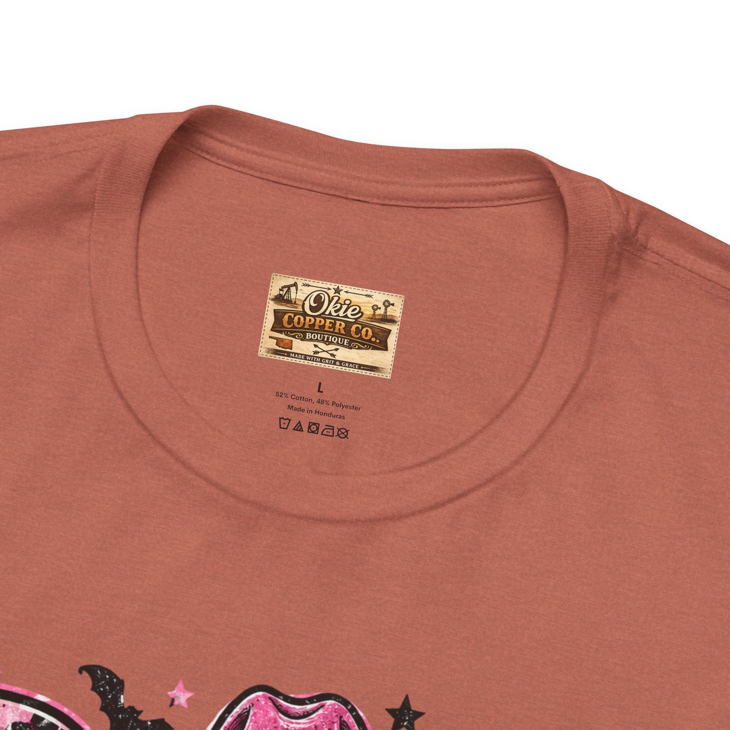 Boo Pink Leopard Ghost Tee — Cute Cowgirl Halloween T-Shirt