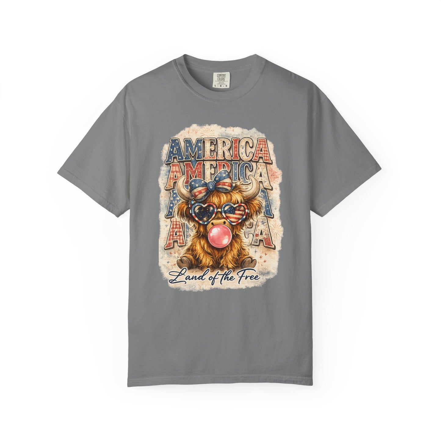 America Bulldog Graphic T-Shirt — "America" "Land of the Free" Patriotic Tee