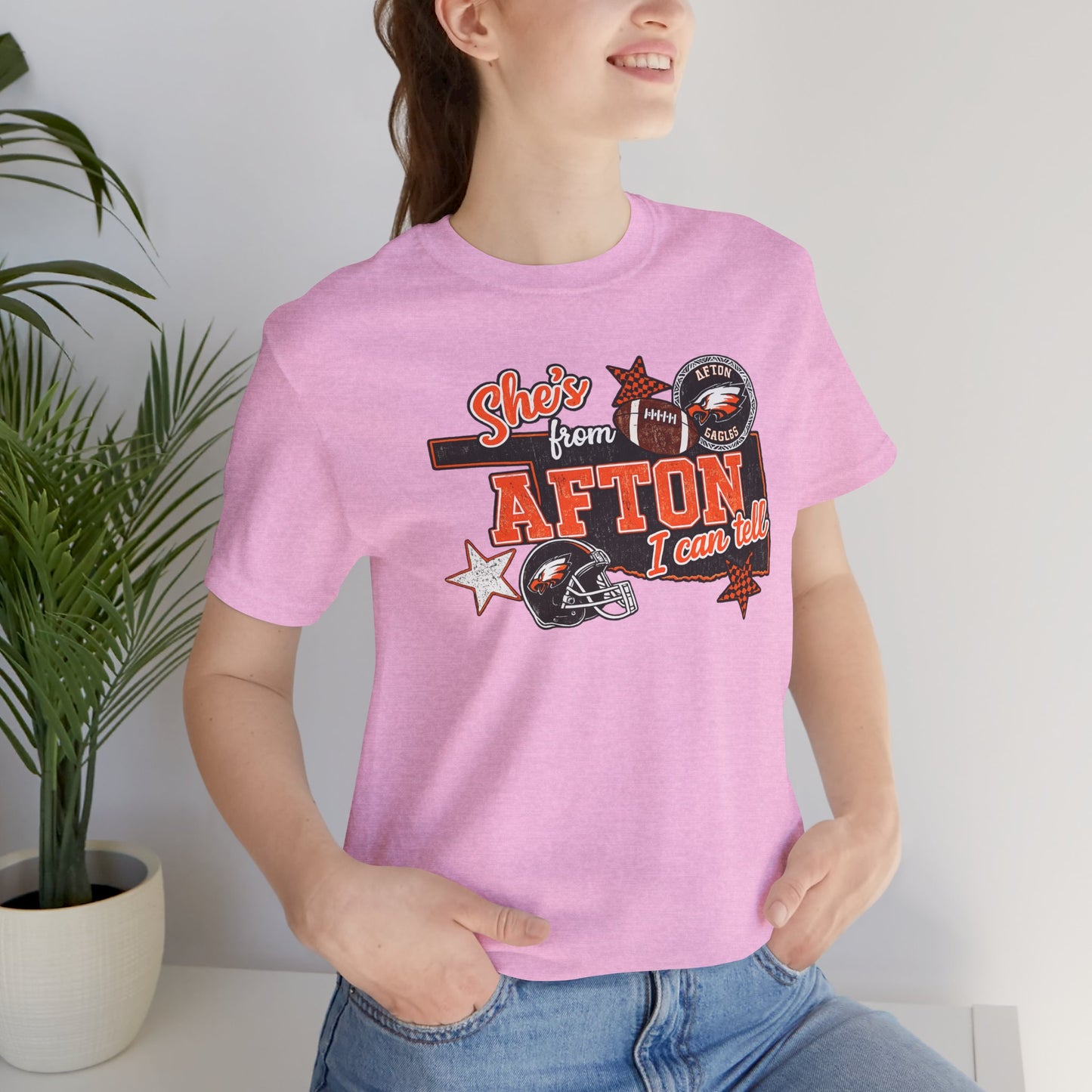 Afton Football Town Retro Graphic Tee — "Shes from Afton I can too"