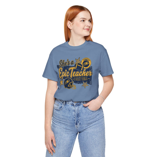 Epic Teacher Football T-Shirt — "She's a Epic Teacher" Coach & School Spirit Tee