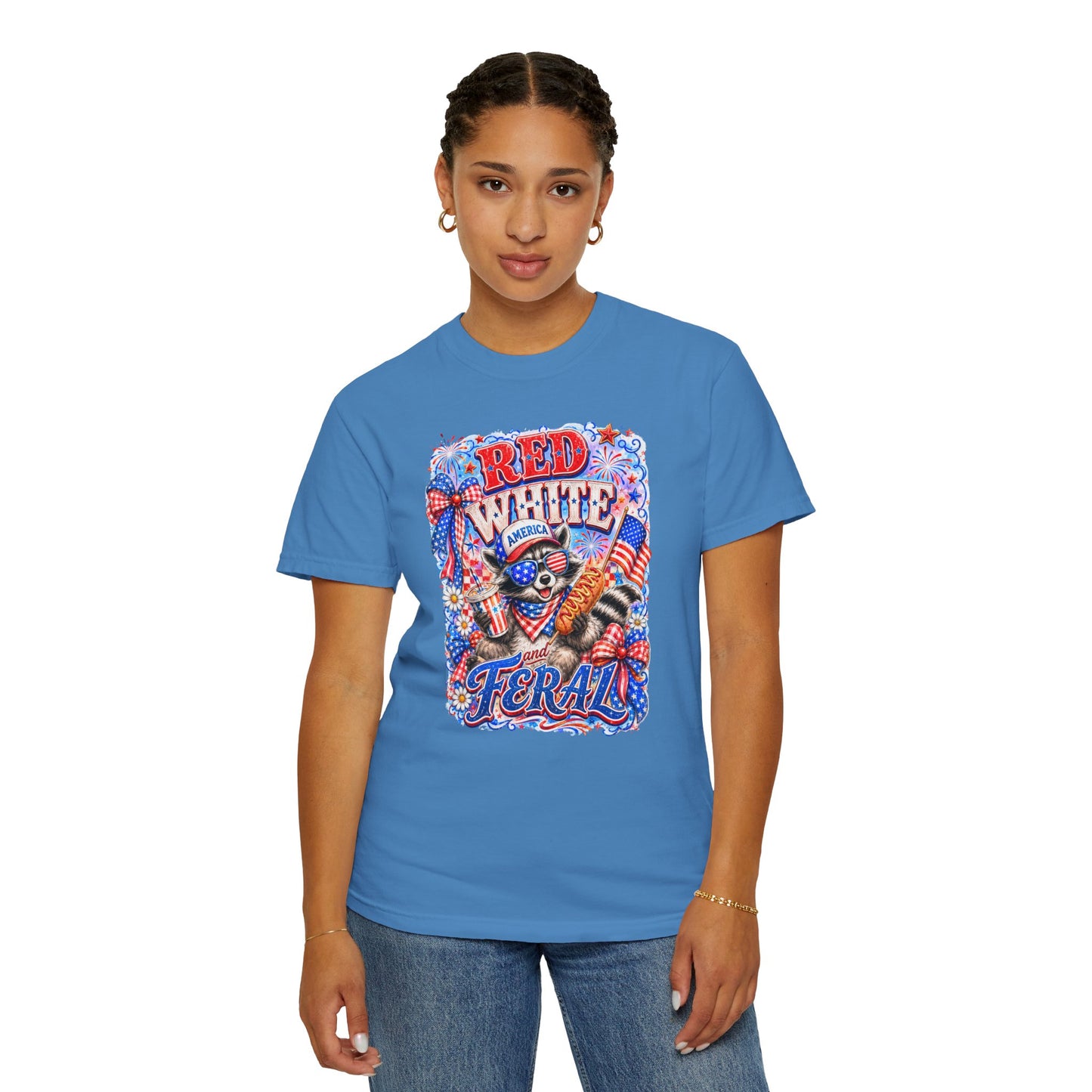 Patriotic "Red White Feral" Graphic T-Shirt