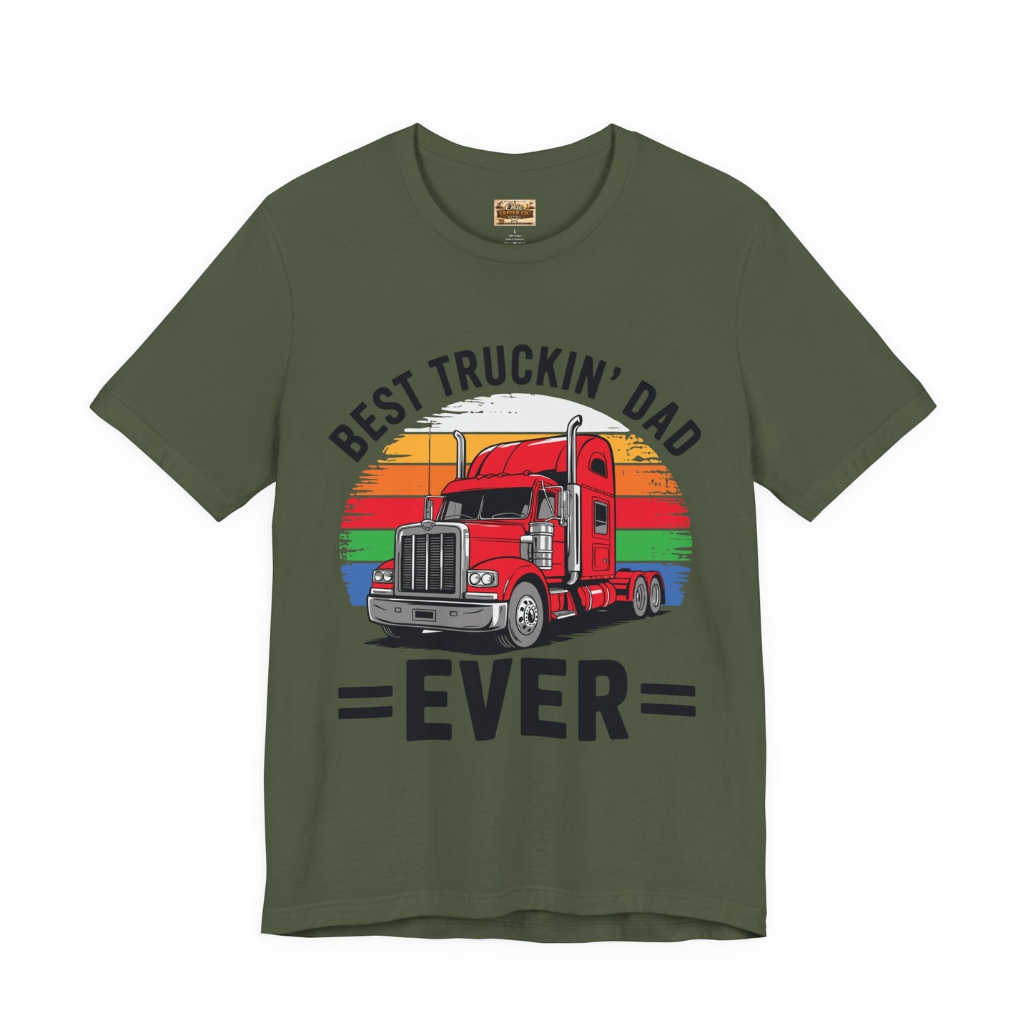 Best Truckin' Dad Ever T-Shirt — Vintage Semi Truck Father's Day Tee