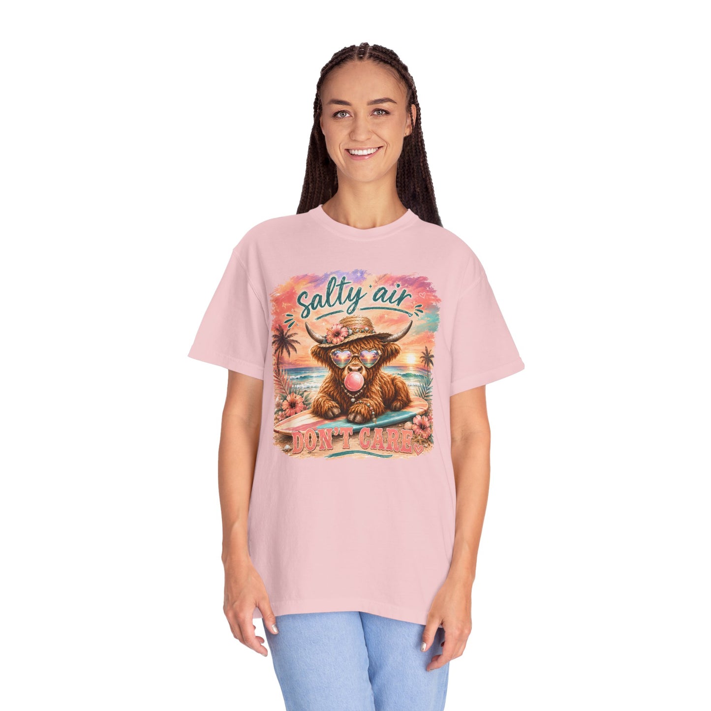 Salty Air "Don't Care" Beach Cow Graphic T-Shirt