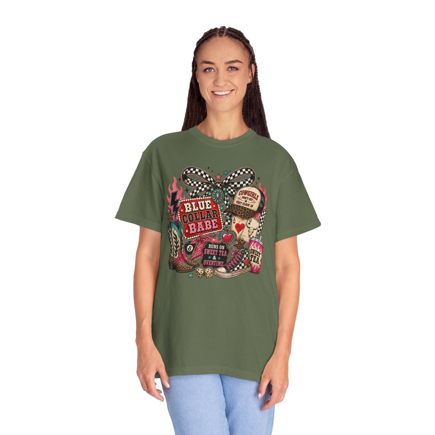 Blue Collar Babe T-Shirt — Retro Cowgirl Graphic Tee