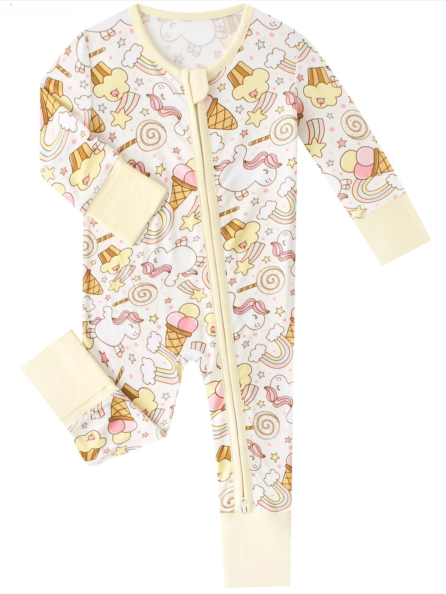 Rainbow Snacks Bamboo Baby Convertible Zippy Romper