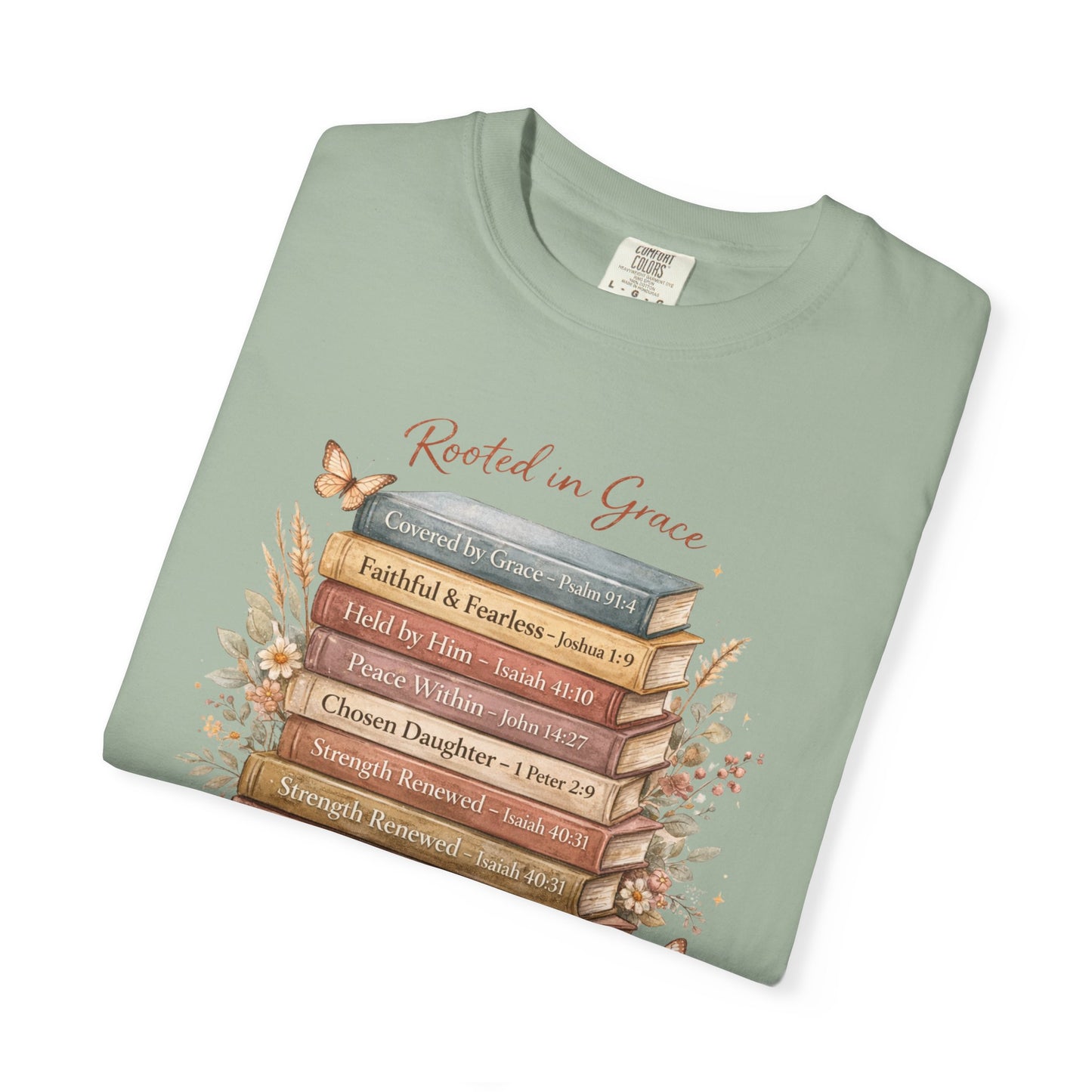 Mama of Faith Book Stack T‑Shirt — Rooted in Grace Christian Mother's Tee