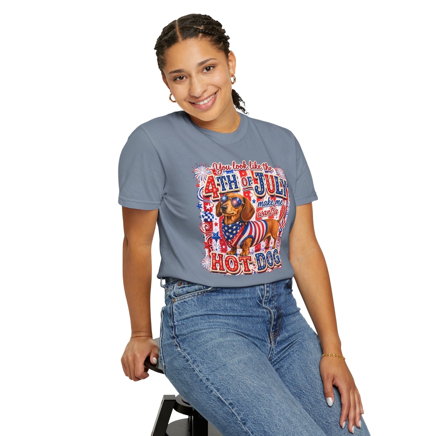 4th of July Hot Dog Dachshund T-Shirt – Patriotic Funny BBQ Tee