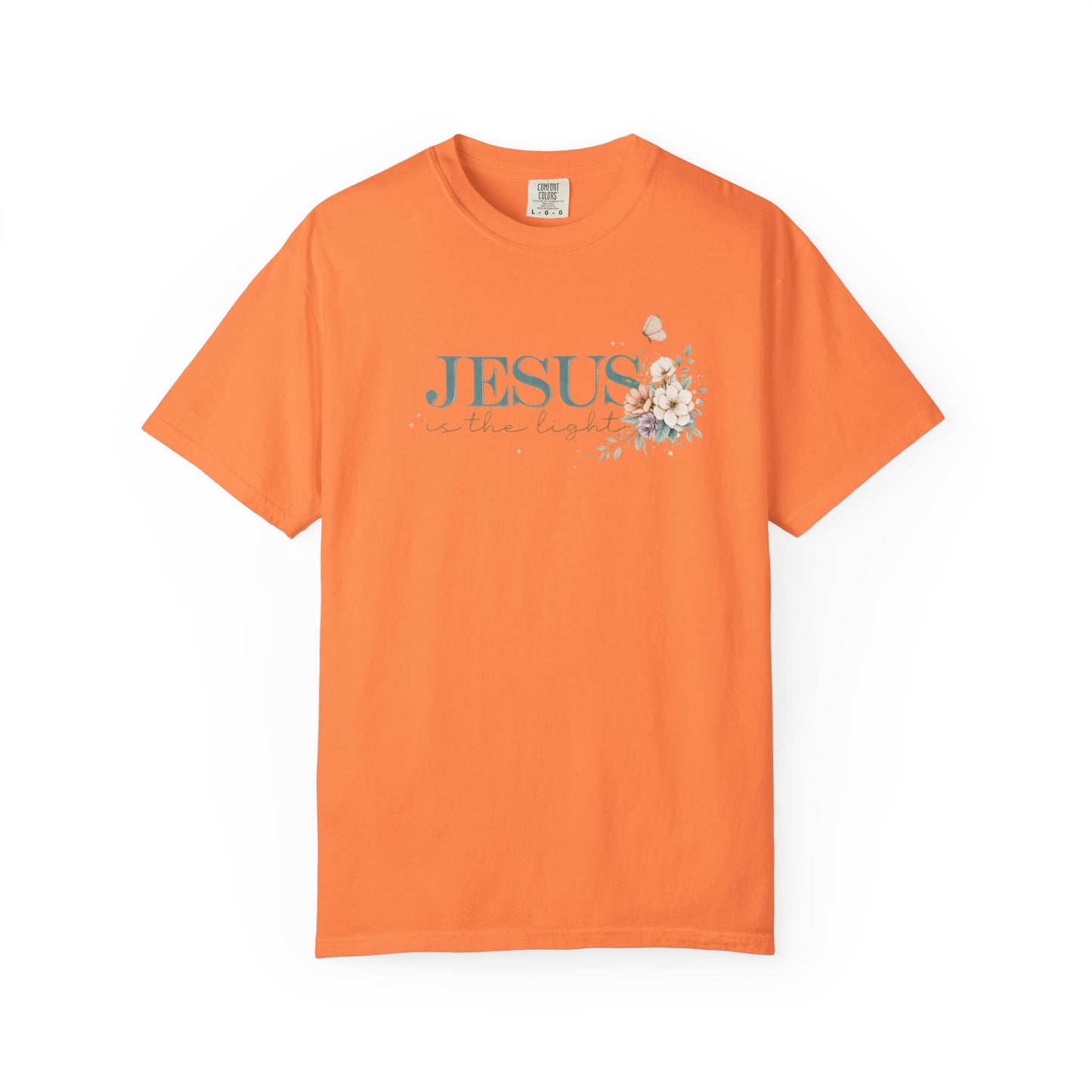Jesus Is the Light T-Shirt — Floral Cross Christian Tee (Walking in Faith)