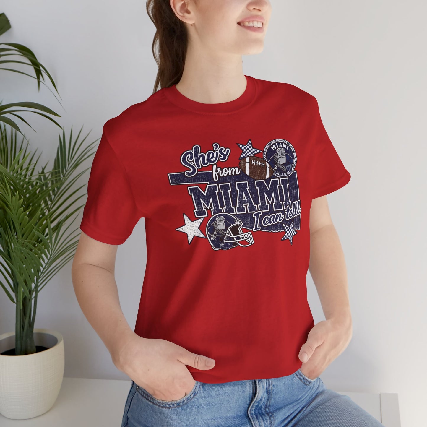 She's From Miami Graphic Tee — Retro Football Fan Shirt