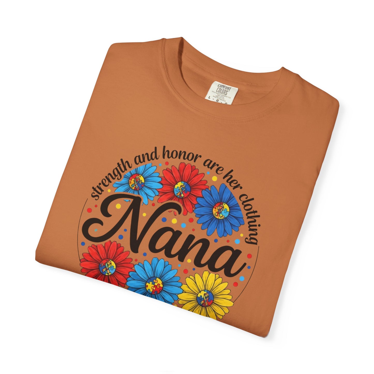 Nana Floral Proverbs T-Shirt — “Strength and Honor” Grandma Gift
