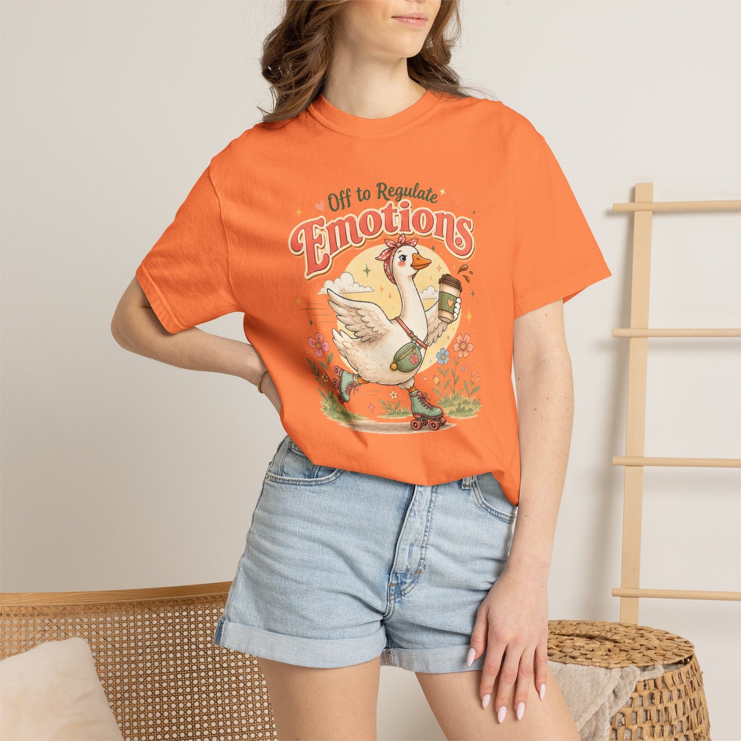 Emotions Duck Graphic T-Shirt — "Off to Regulate" Vintage Coffee Tee