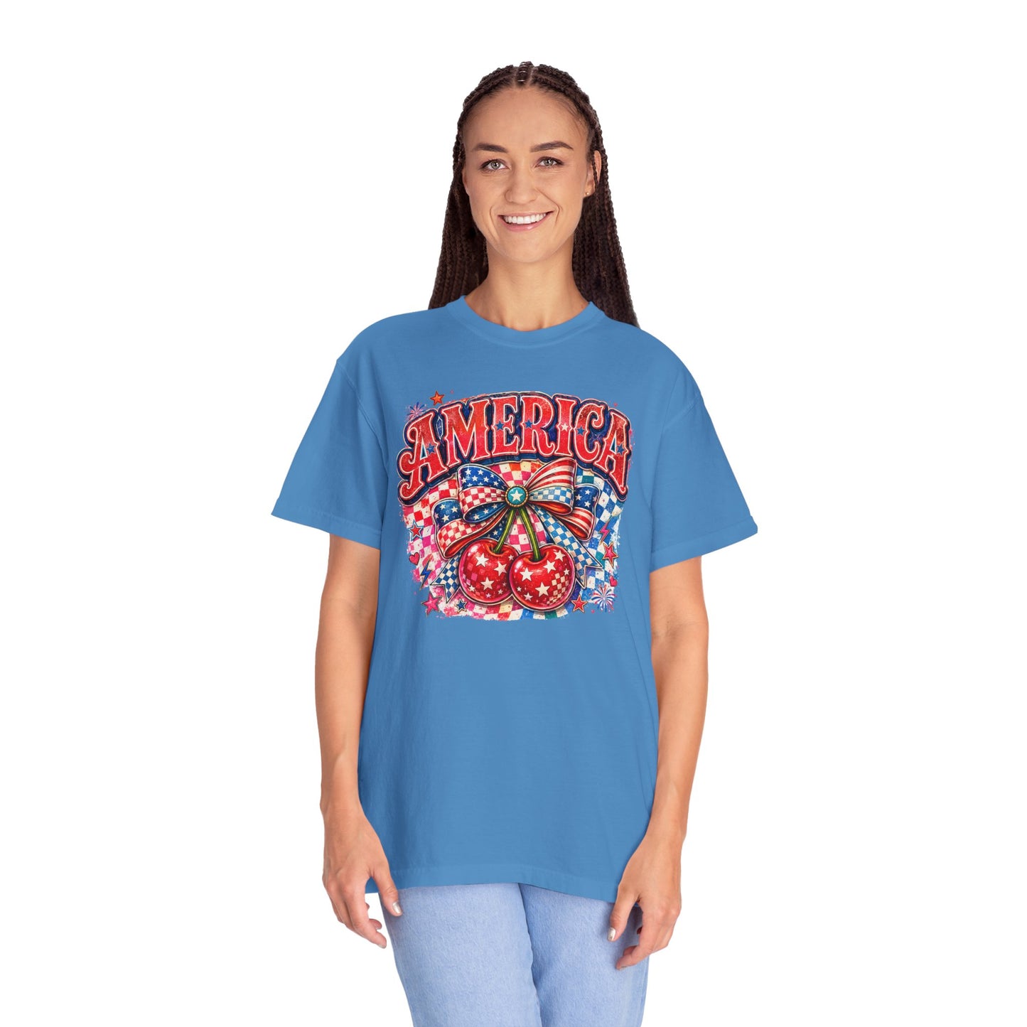 America Cherry Graphic T-Shirt — Patriotic 4th of July Tee