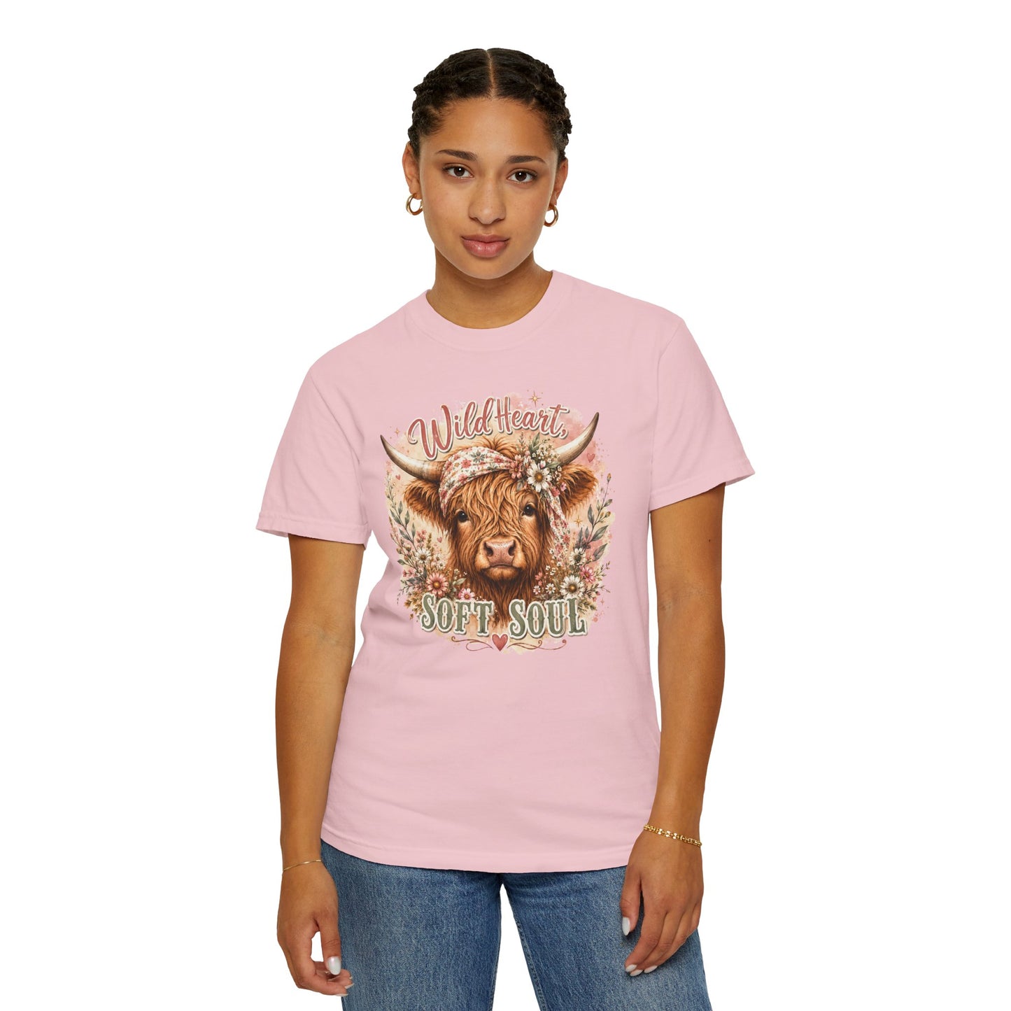 T-Shirt — “Wild Heart, Soft Soul” Highland Cow Graphic Tee