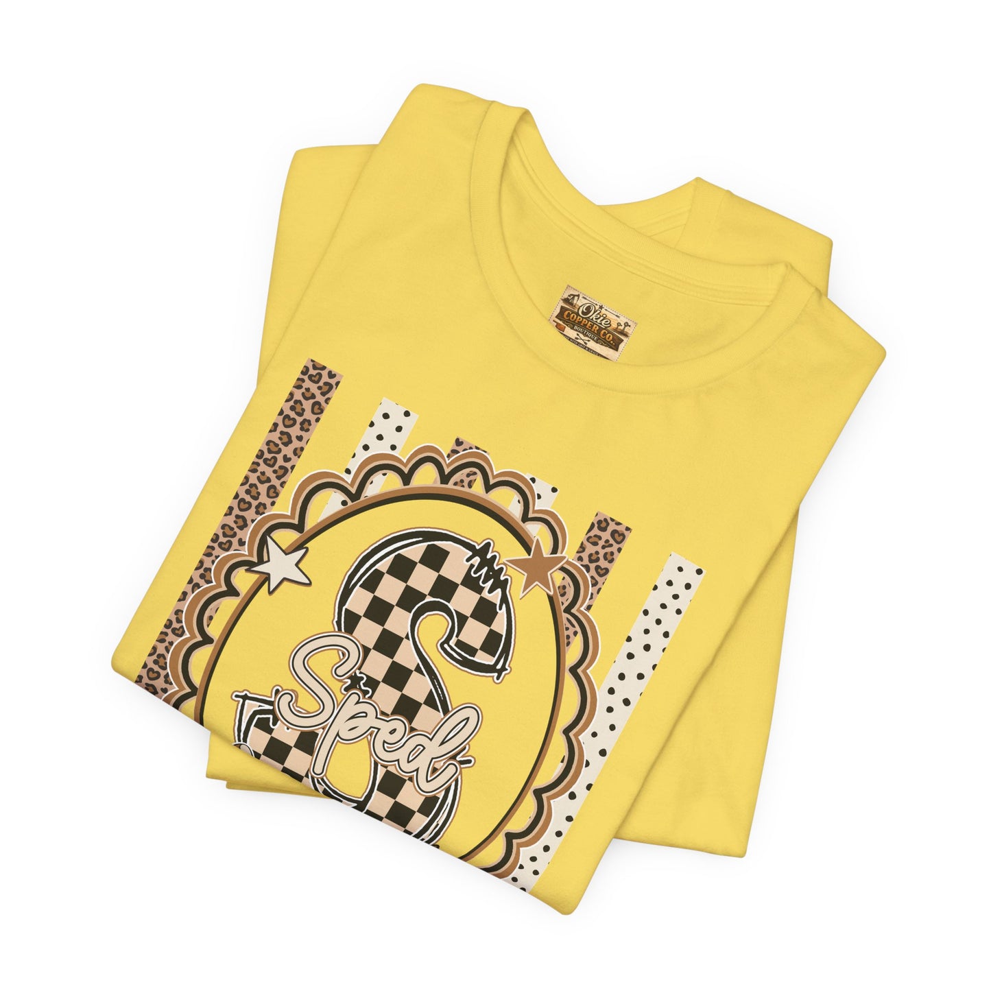 Sped S Monogram Tee — Checkerboard Leopard Graphic T-Shirt