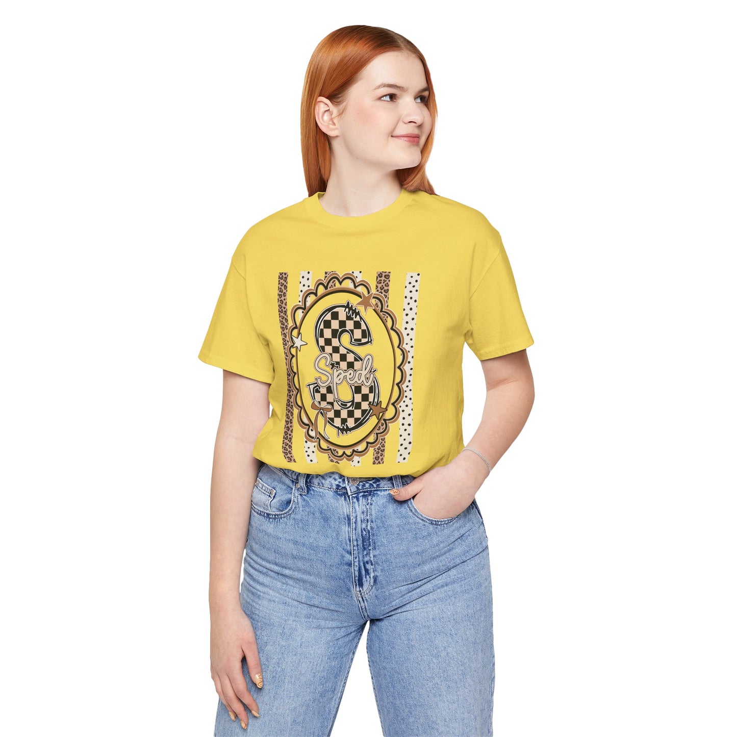 Sped S Monogram Tee — Checkerboard Leopard Graphic T-Shirt