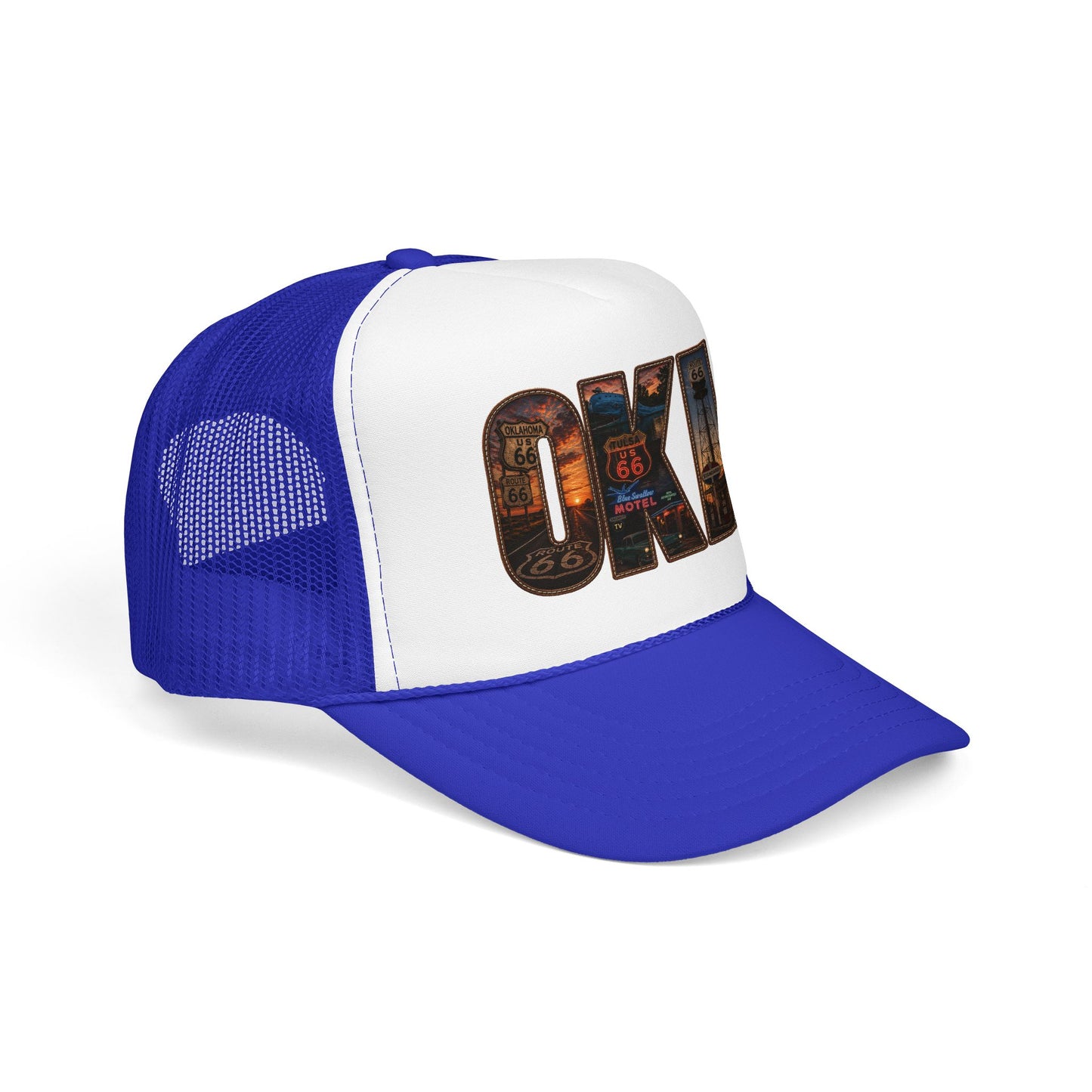 Route 66 Trucker Hat — Vintage 'ONE' Road Sign Graphic Foam Cap
