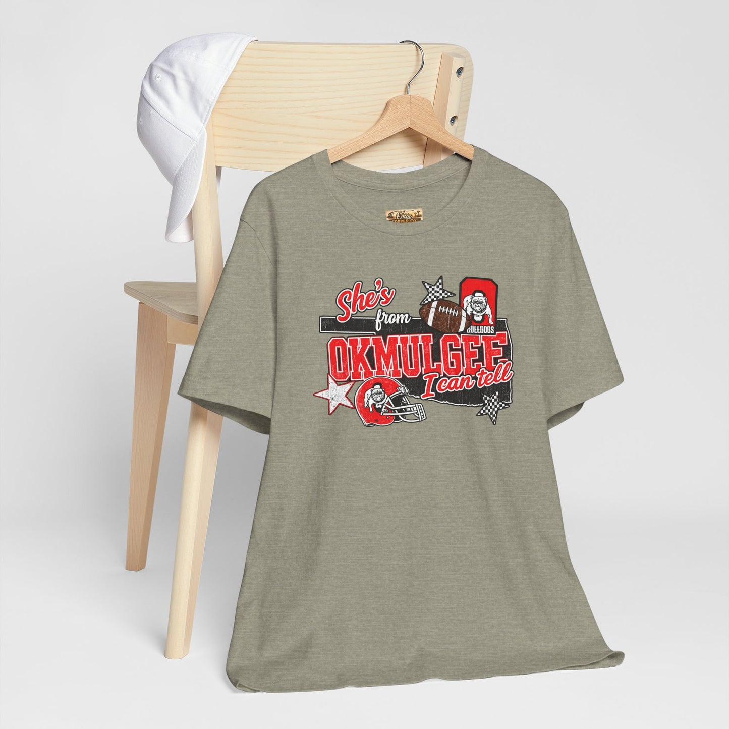 Okmulgee Cardinals Football Tee — She’s From Okmulgee Design