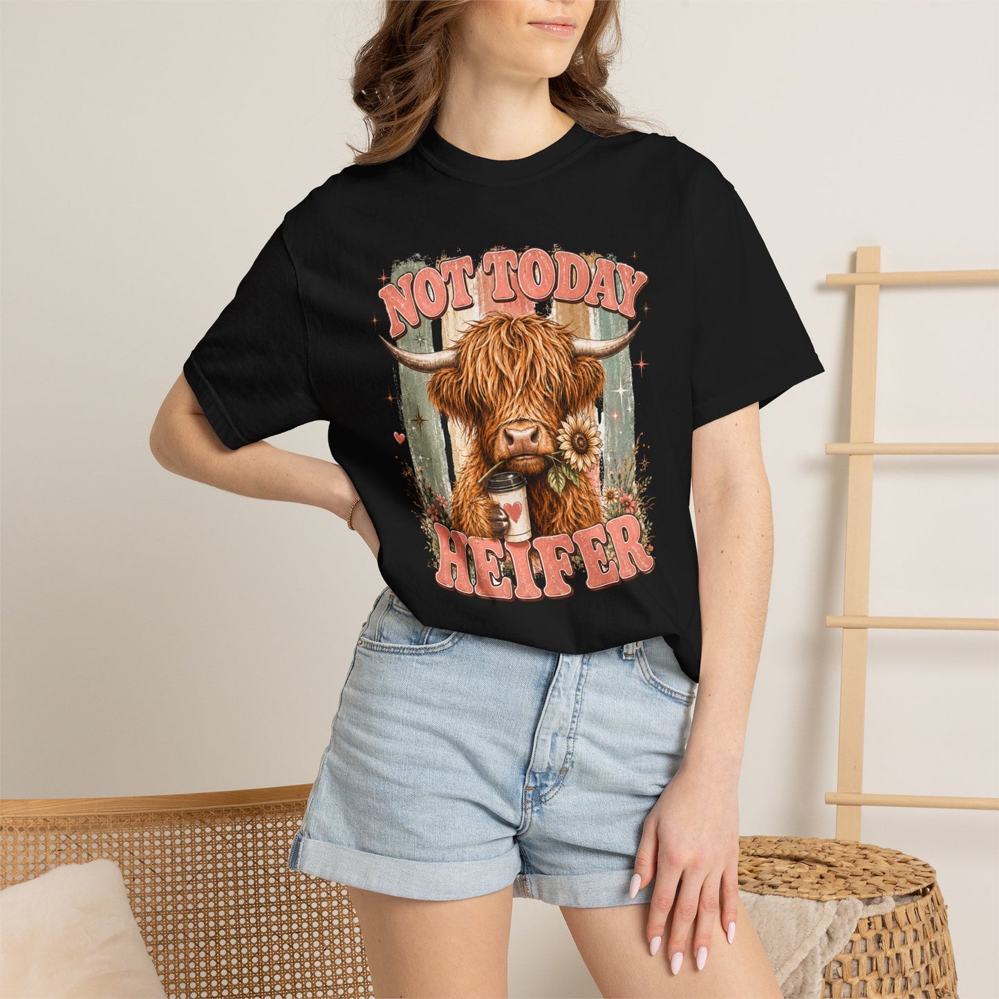 Not Today Heifer T-Shirt — Funny Highland Cow Graphic Tee