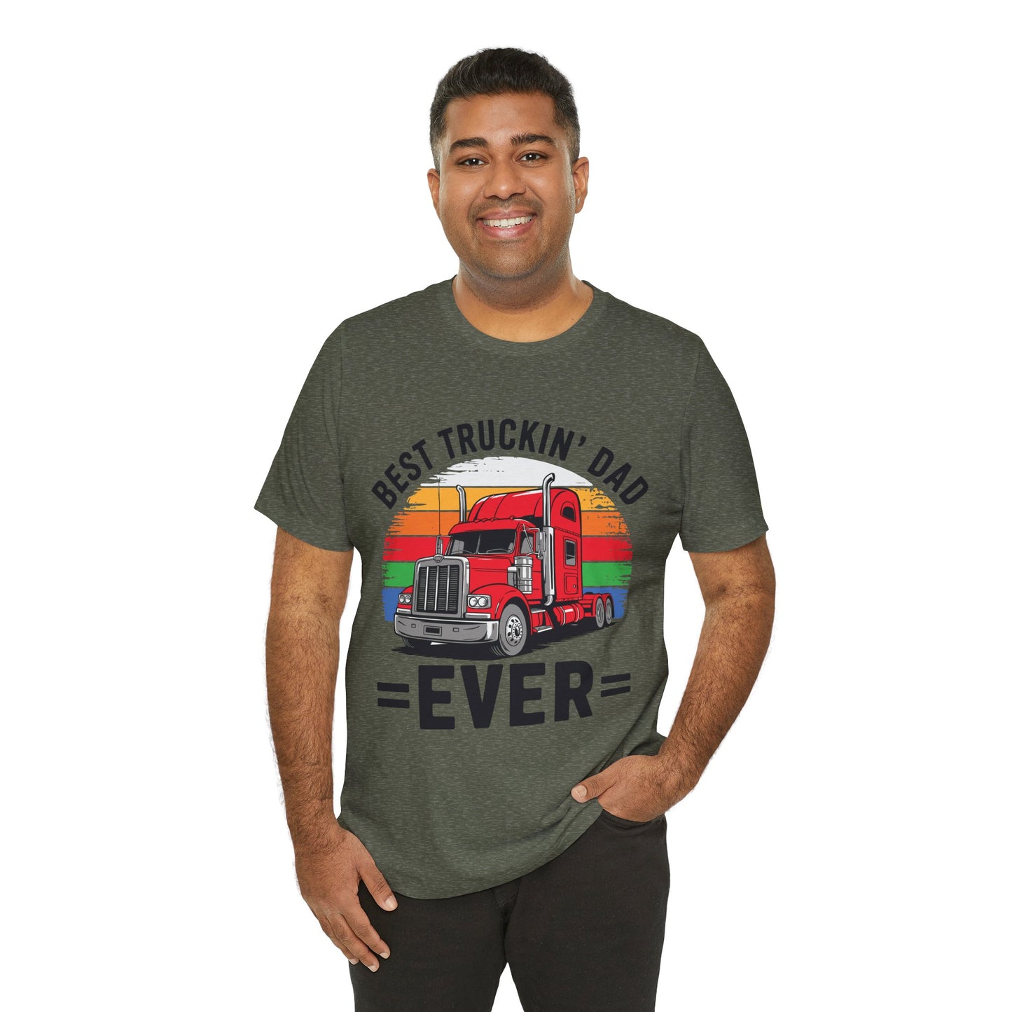 Best Truckin' Dad Ever T-Shirt — Vintage Semi Truck Father's Day Tee