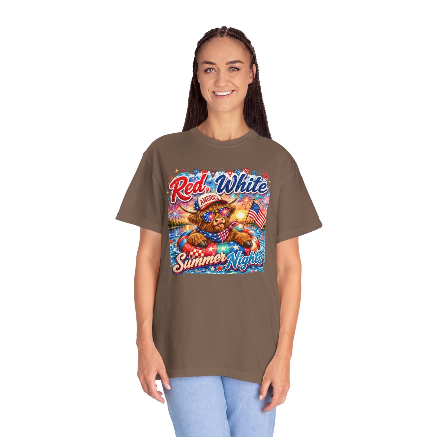 Red, White & Summer Nights T-Shirt — Patriotic Fourth of July Bear Graphic Tee