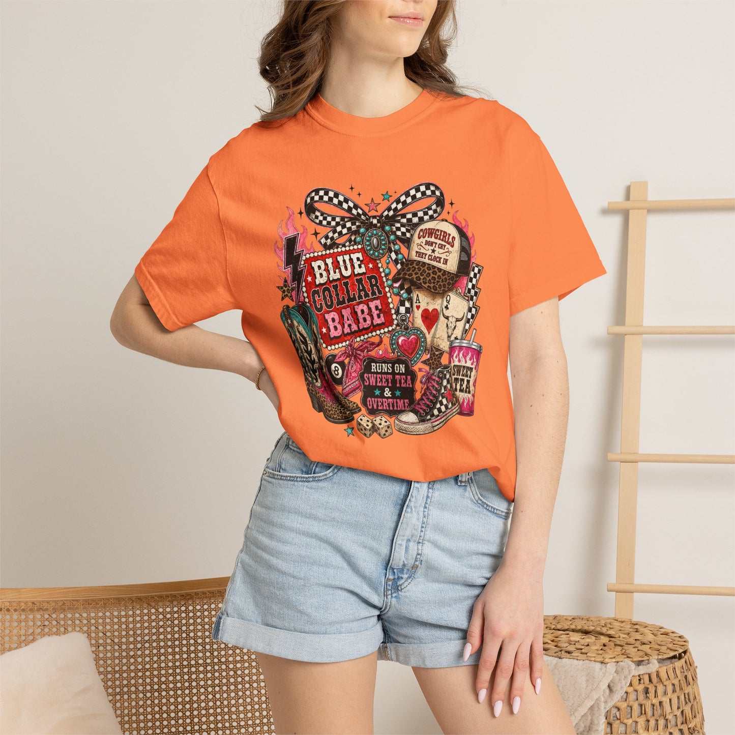Blue Collar Babe T-Shirt — Retro Cowgirl Graphic Tee