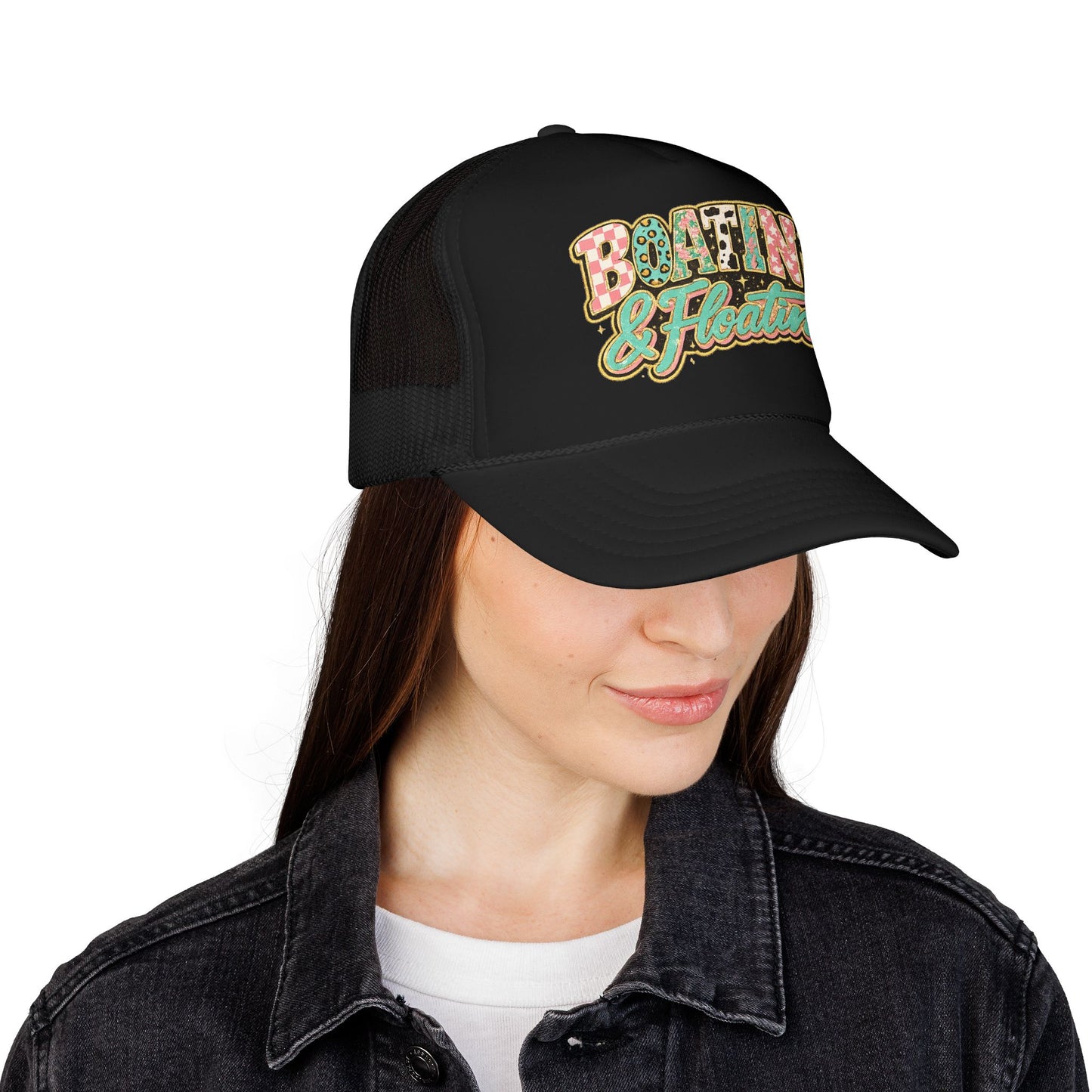 Boatin' & Floatin' Trucker Hat — Retro Floral Pool/Beach Foam Cap