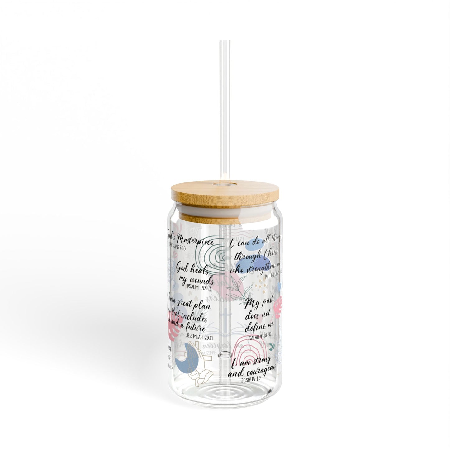 16oz Inspirational Sipper Glass — Christian Daily Reminders Floral Design