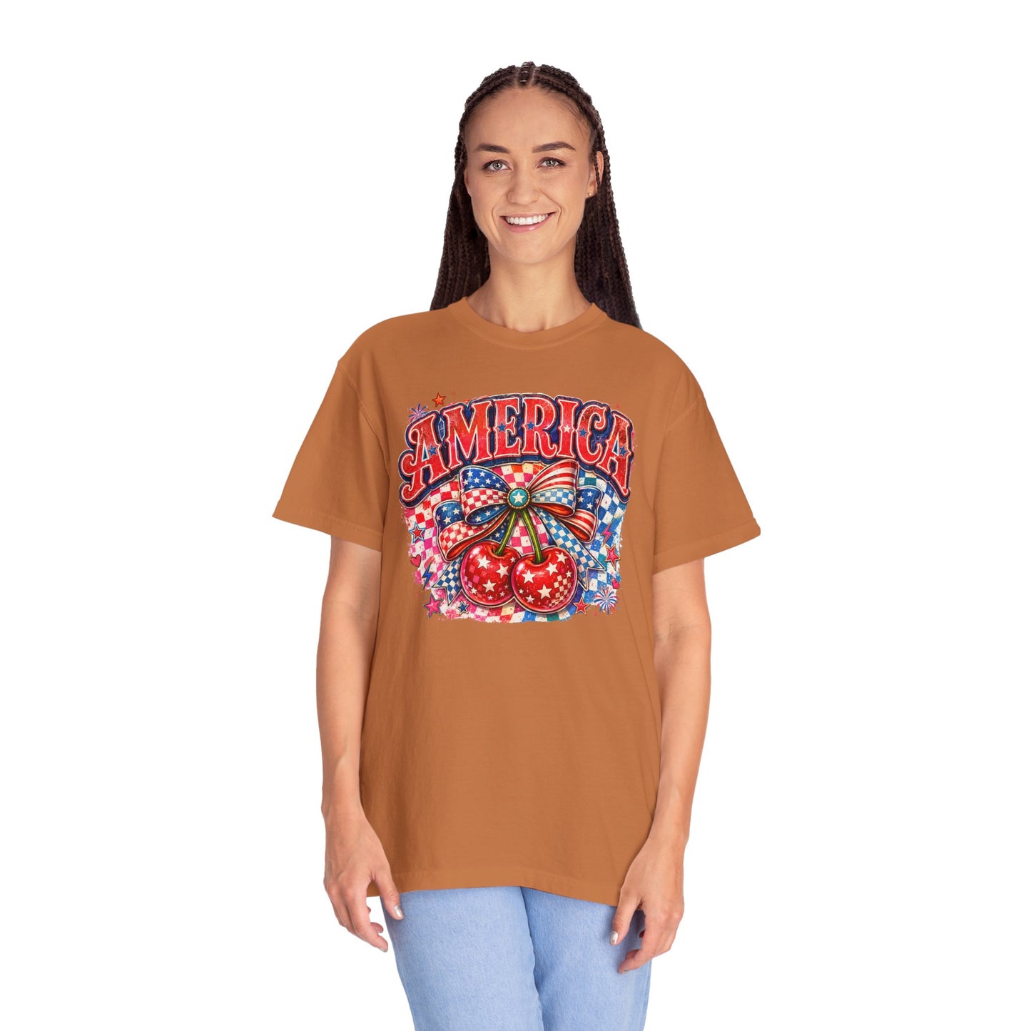 America Cherry Graphic T-Shirt — Patriotic 4th of July Tee