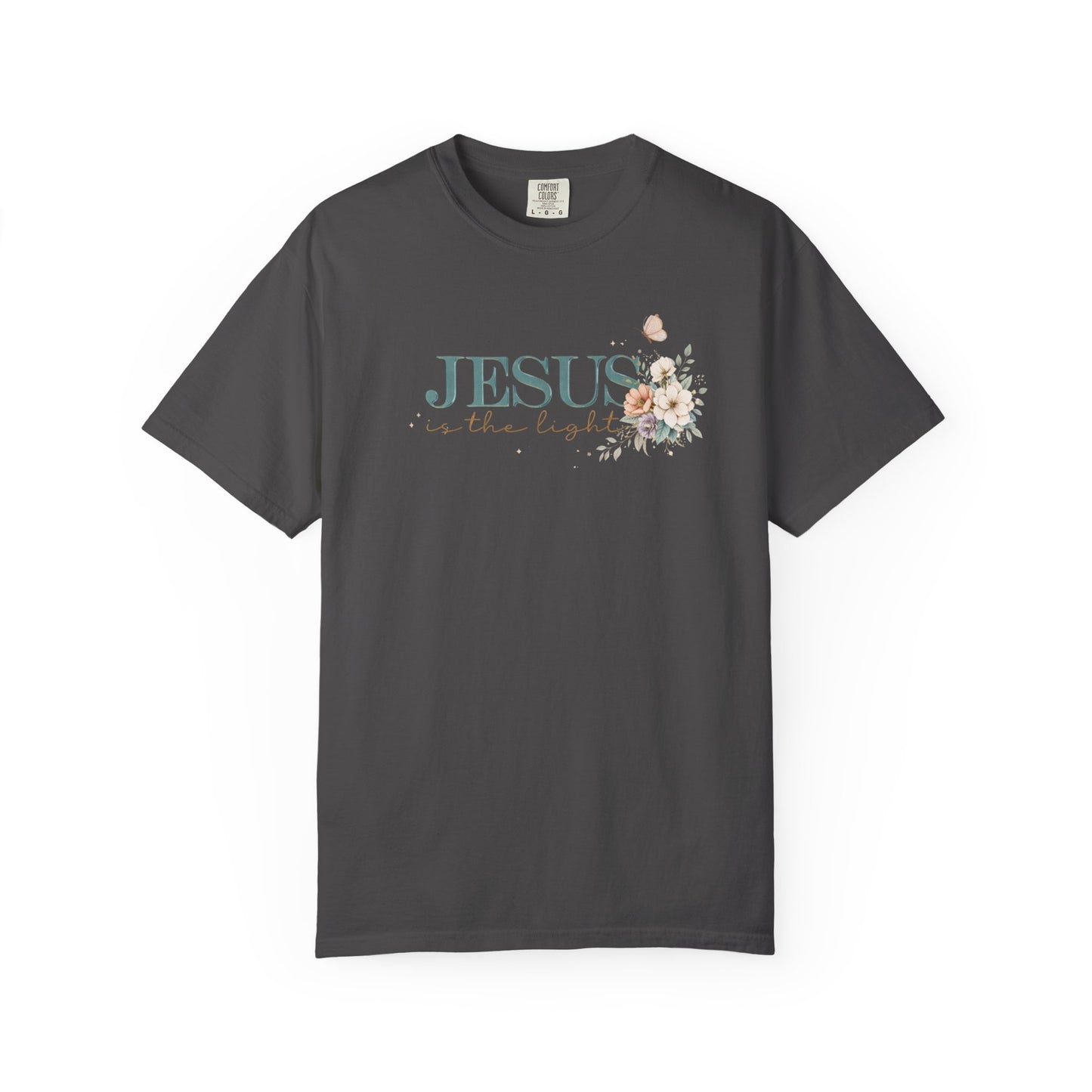 Jesus Is the Light T-Shirt — Floral Cross Christian Tee (Walking in Faith)