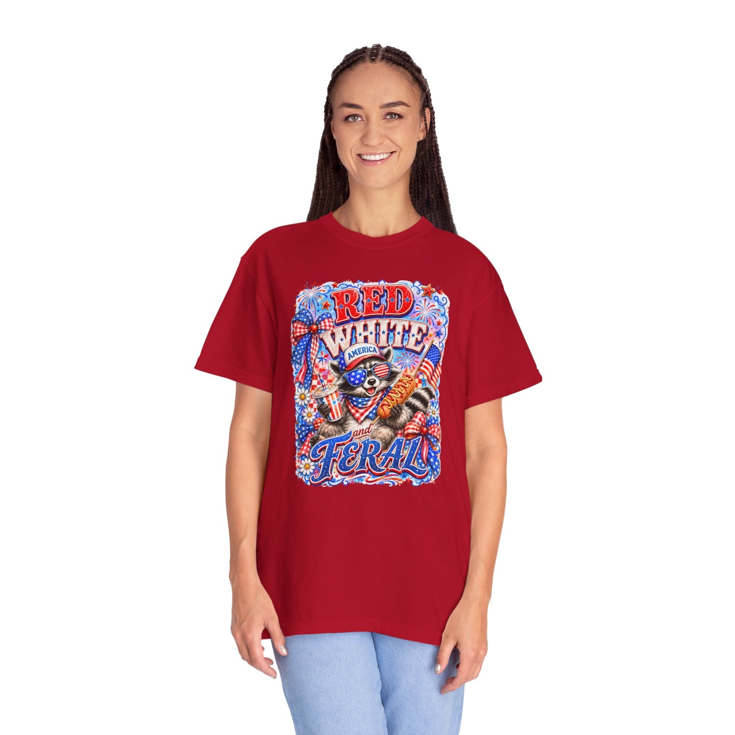 Patriotic "Red White Feral" Graphic T-Shirt