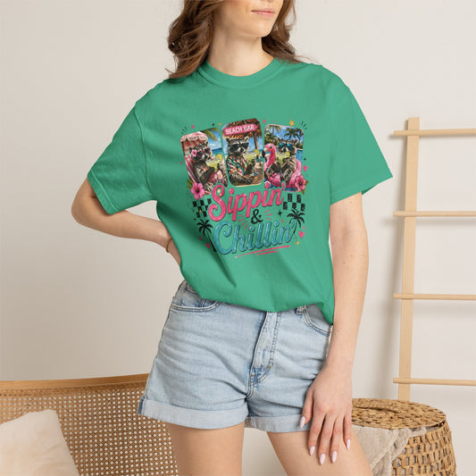 Sippin' & Chillin' T-Shirt — Retro Tropical Drink Graphic Tee