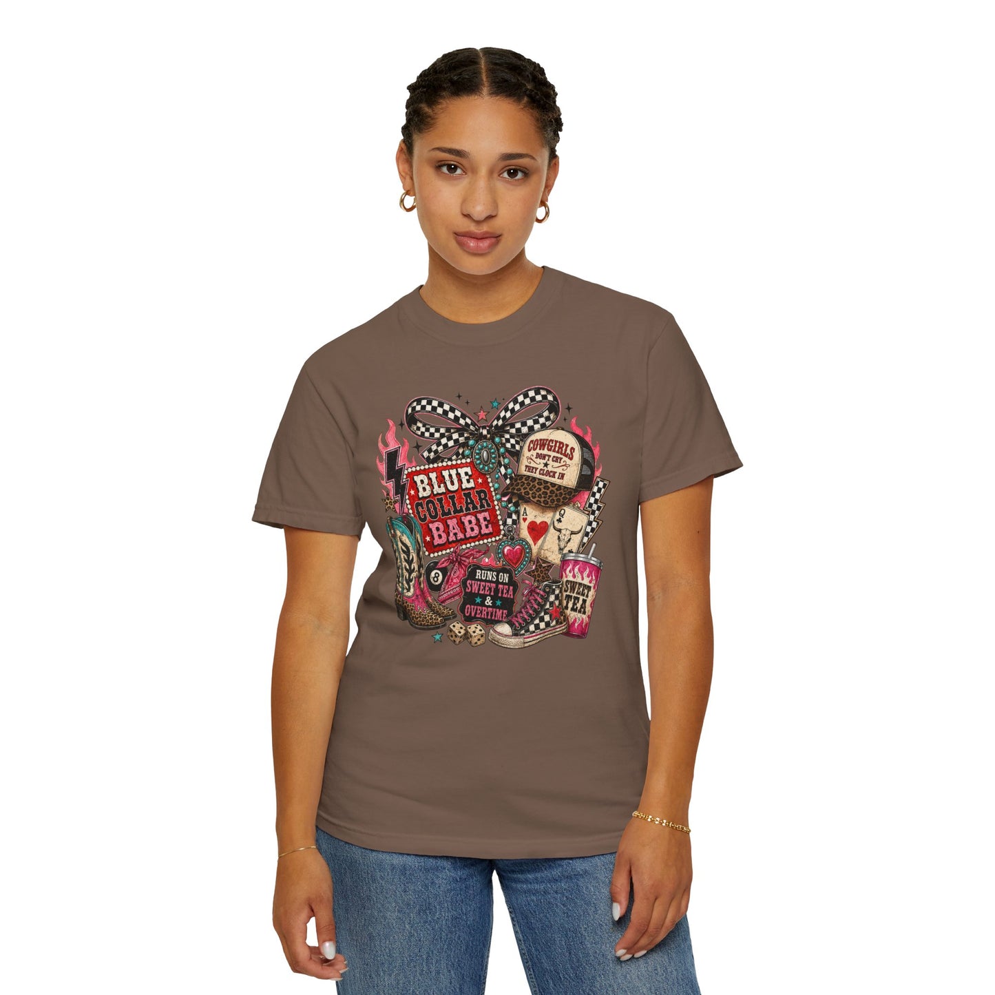Blue Collar Babe T-Shirt — Retro Cowgirl Graphic Tee