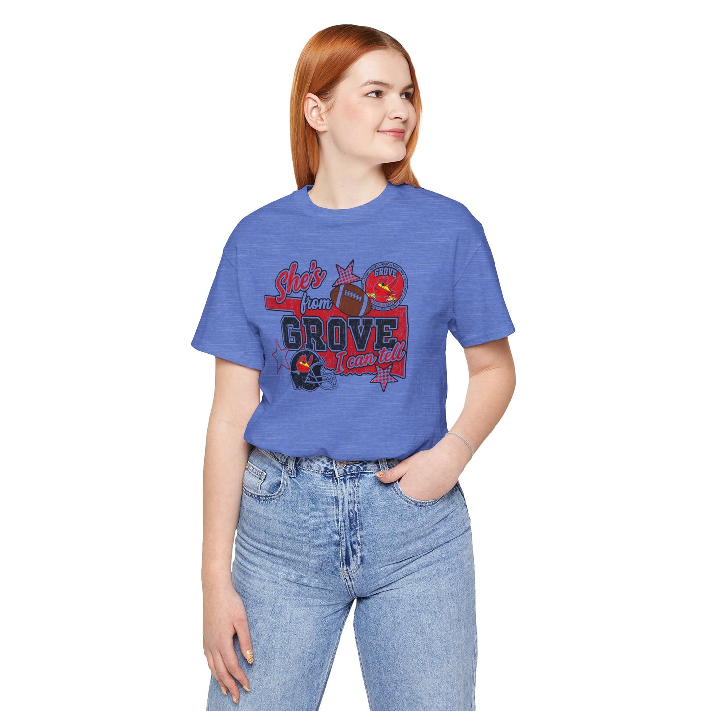 She's From Grove I Can Tell T-Shirt — Grove Football Fan Tee
