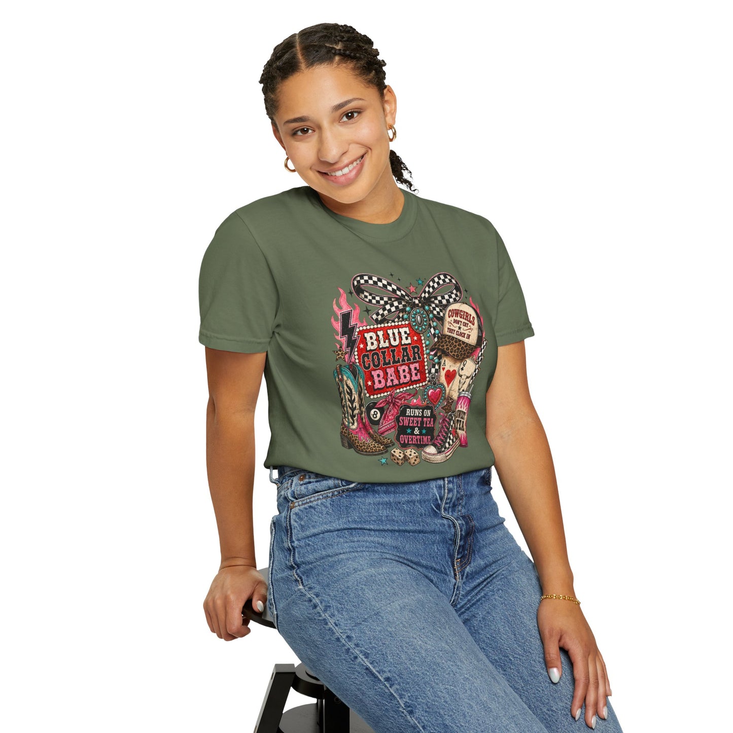 Blue Collar Babe T-Shirt — Retro Cowgirl Graphic Tee