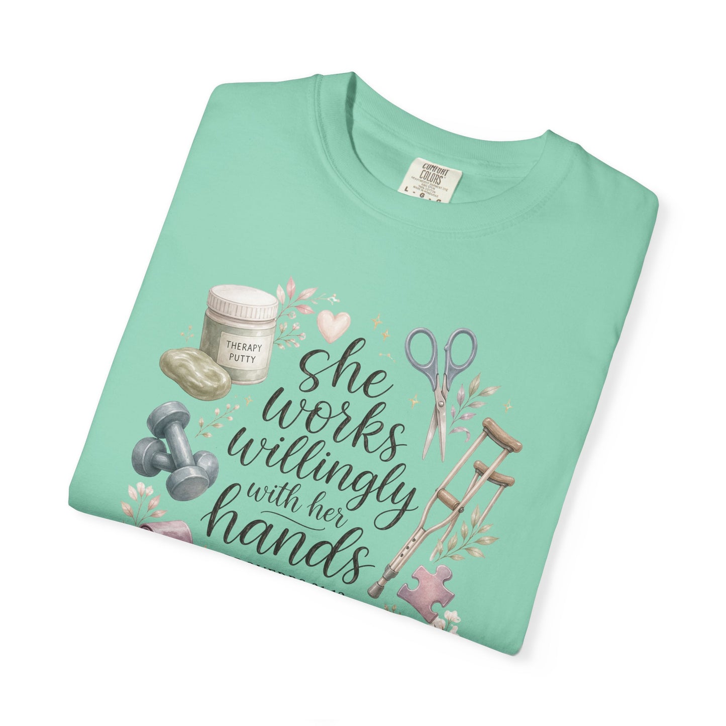 She Works Willingly With Her Hands T-Shirt — Christian Crafting Tee