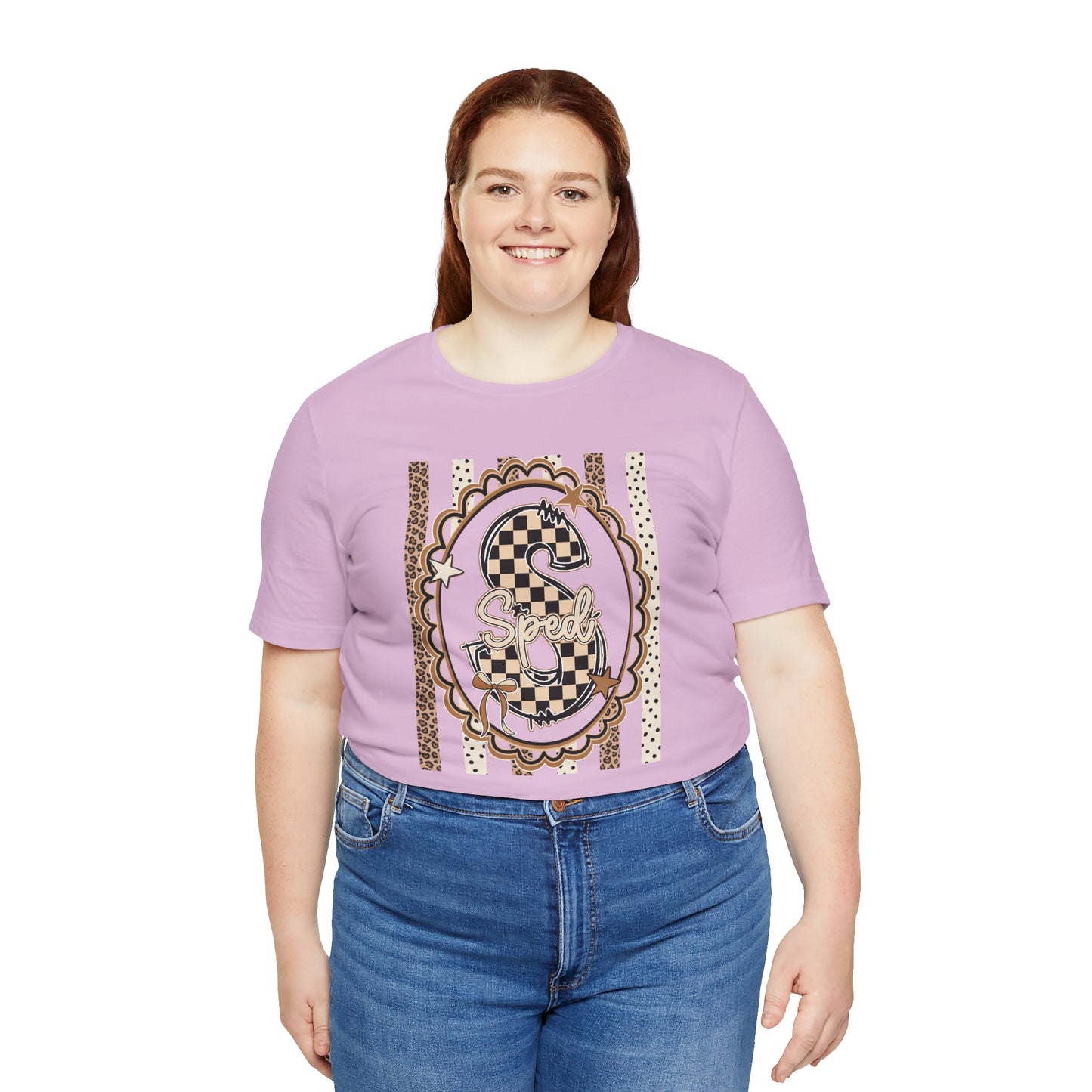 Sped S Monogram Tee — Checkerboard Leopard Graphic T-Shirt